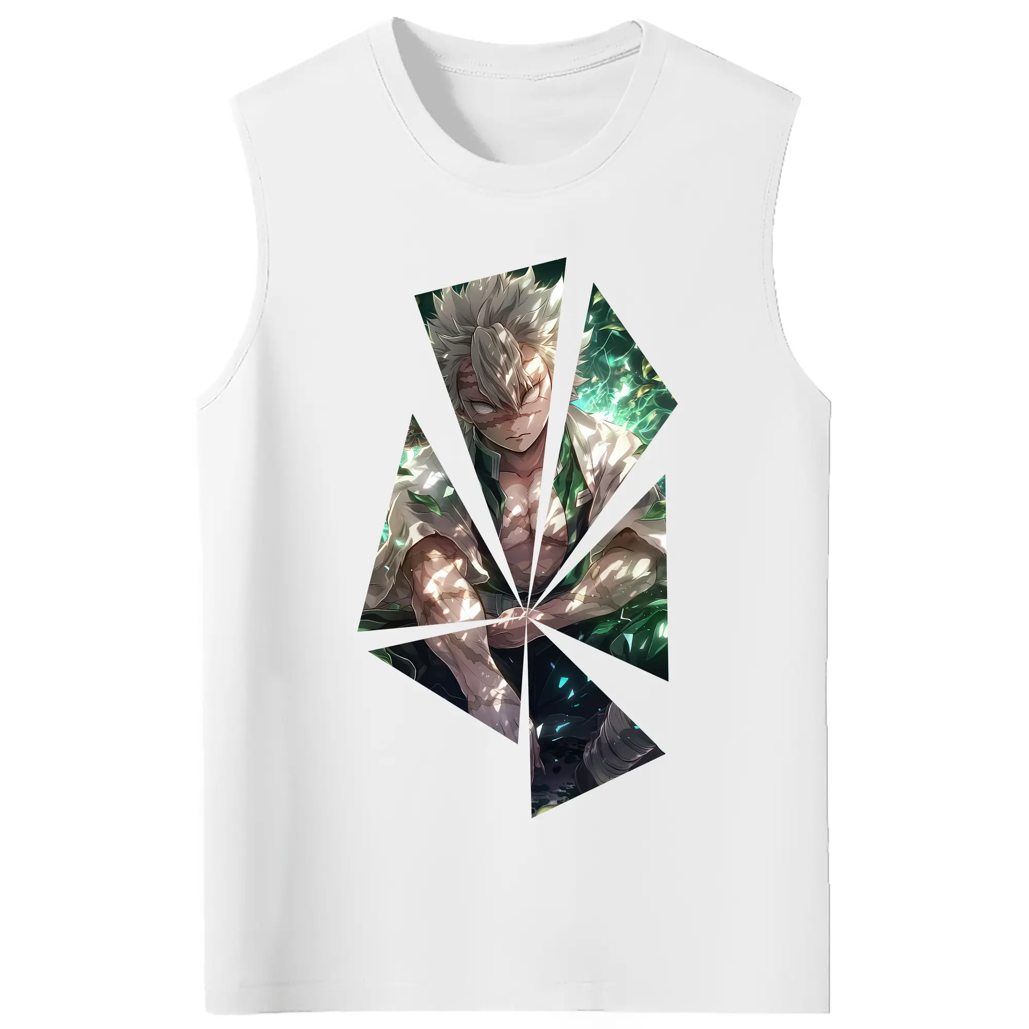 鬼滅の刃 グッズ,不死川 実弥 - コットン100％ タンクトップ ・ フロントプリント ・ タイトフィット ・ 快適 通気性 ・ スポーツ カジュアル 散歩用