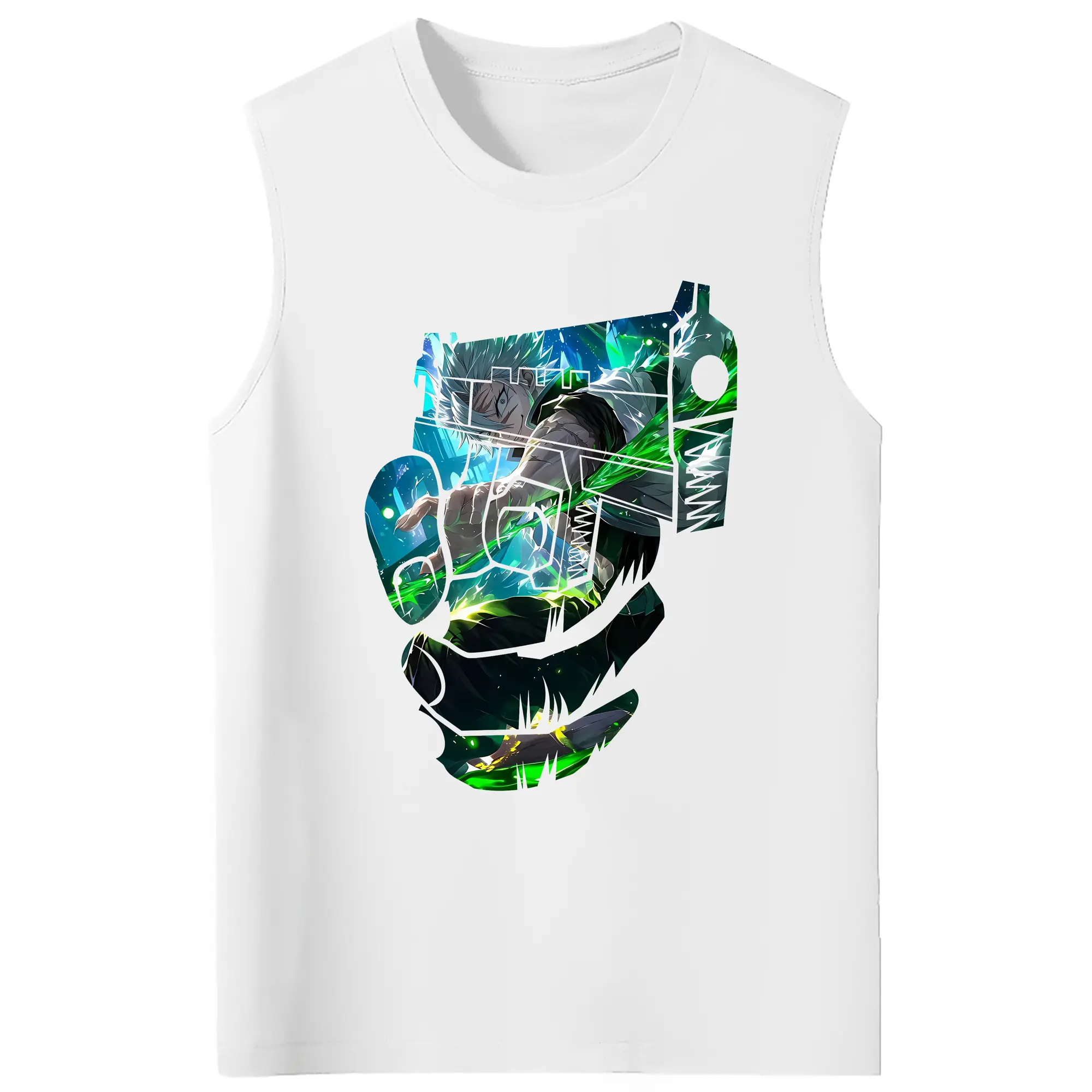 鬼滅の刃 グッズ,不死川 実弥 - コットン100％ タンクトップ ・ フロントプリント ・ タイトフィット ・ 快適 通気性 ・ スポーツ カジュアル 散歩用