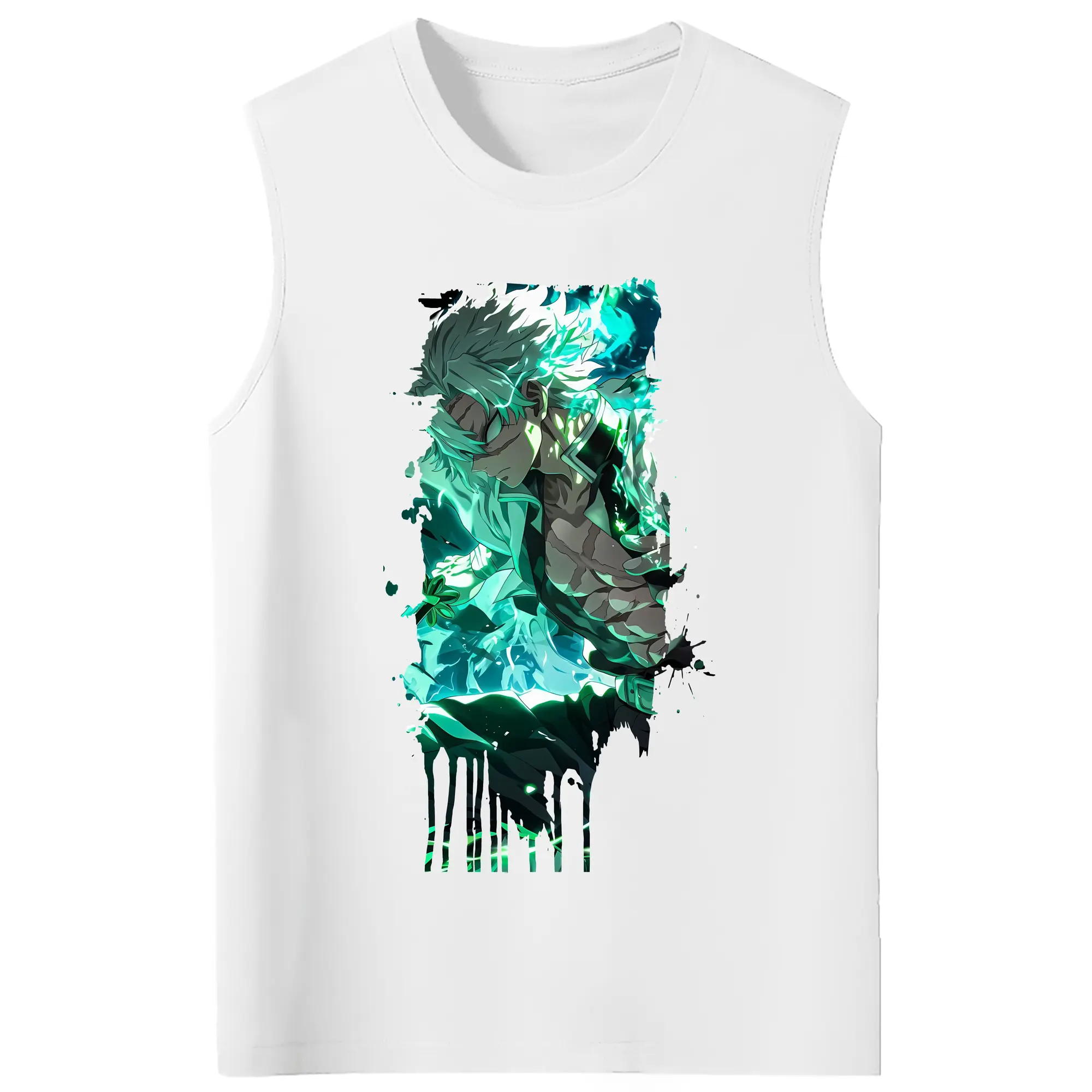 鬼滅の刃 グッズ,不死川 実弥 - コットン100％ タンクトップ ・ フロントプリント ・ タイトフィット ・ 快適 通気性 ・ スポーツ カジュアル 散歩用