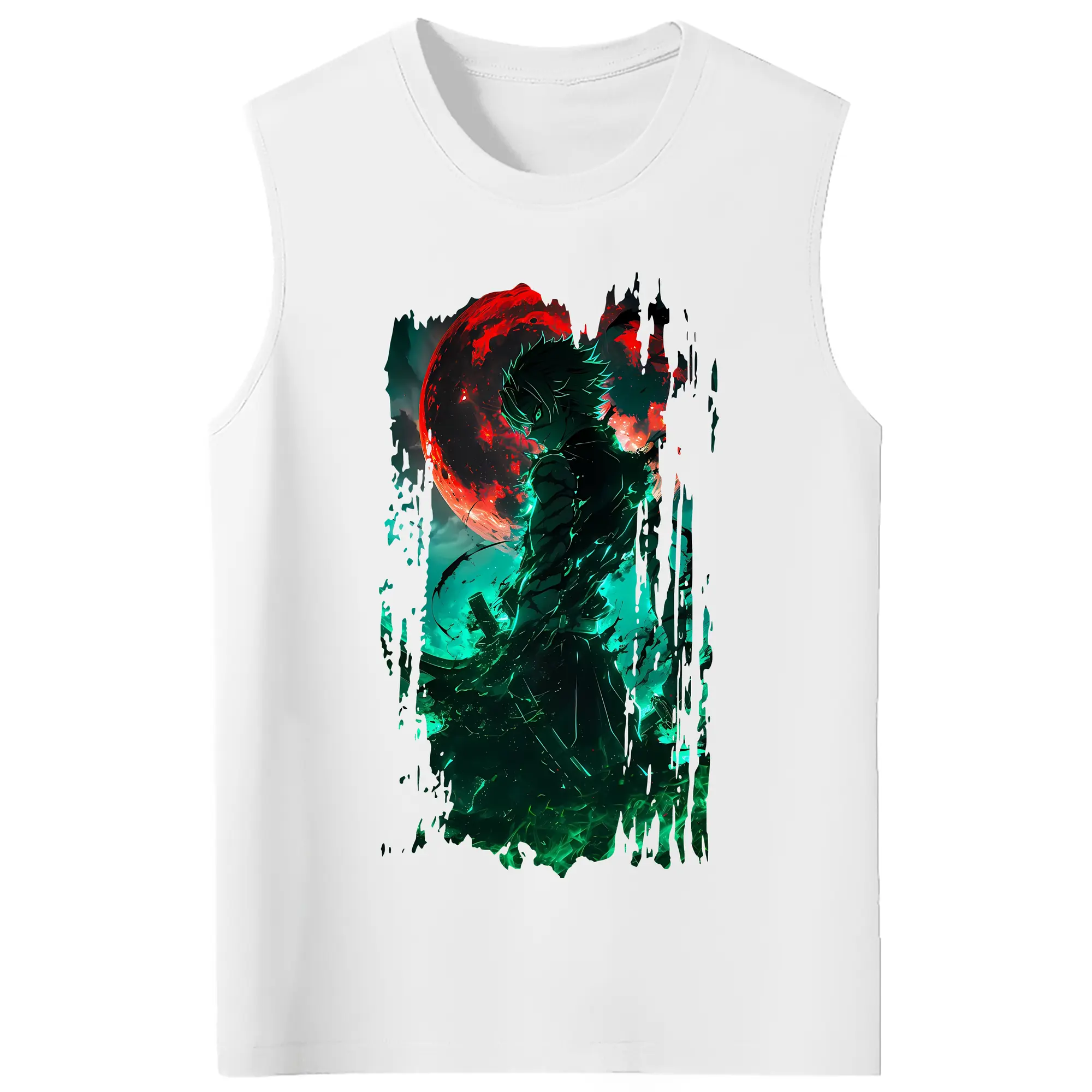 鬼滅の刃 グッズ,不死川 実弥 - コットン100％ タンクトップ ・ フロントプリント ・ タイトフィット ・ 快適 通気性 ・ スポーツ カジュアル 散歩用