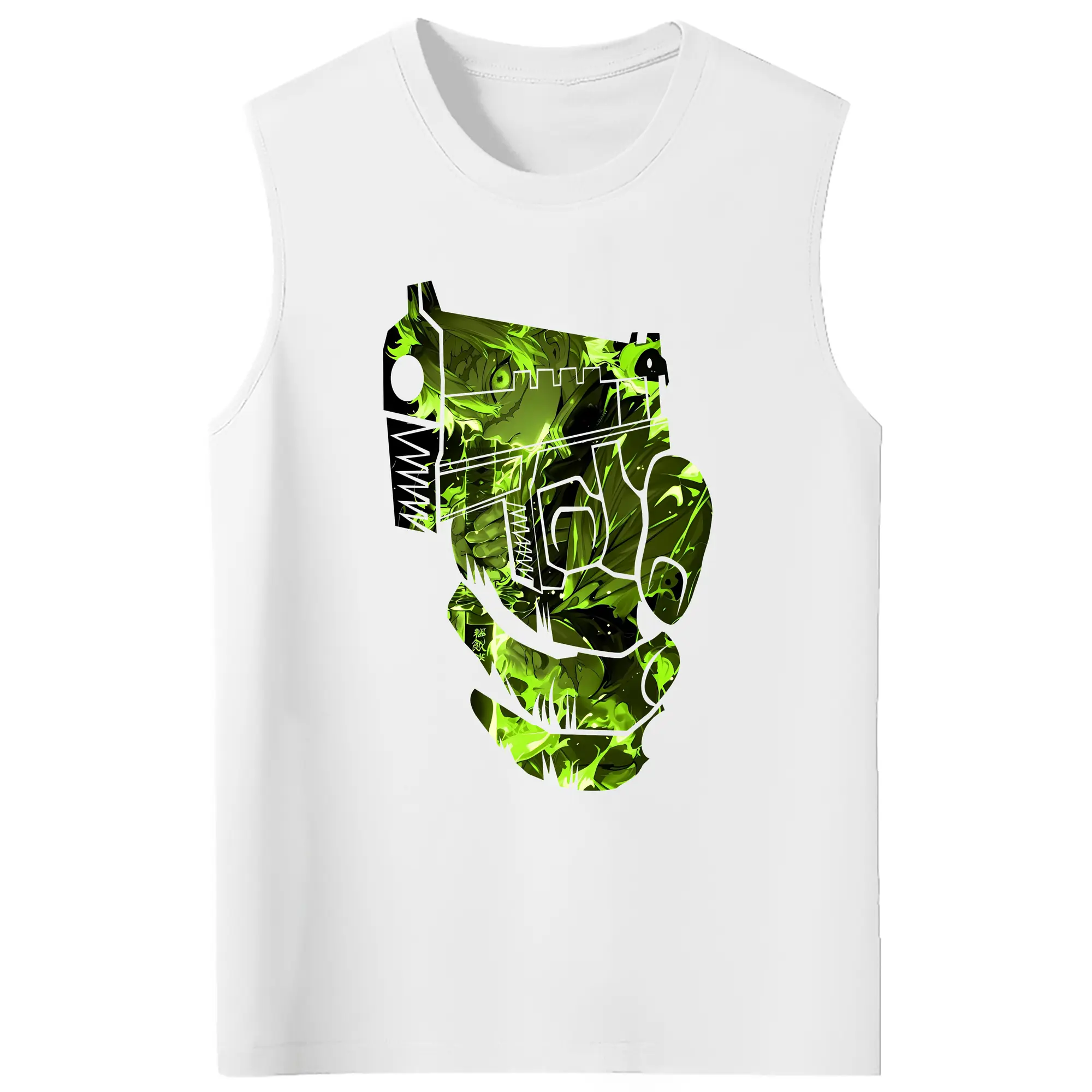 鬼滅の刃 グッズ,不死川 実弥 - コットン100％ タンクトップ ・ フロントプリント ・ タイトフィット ・ 快適 通気性 ・ スポーツ カジュアル 散歩用