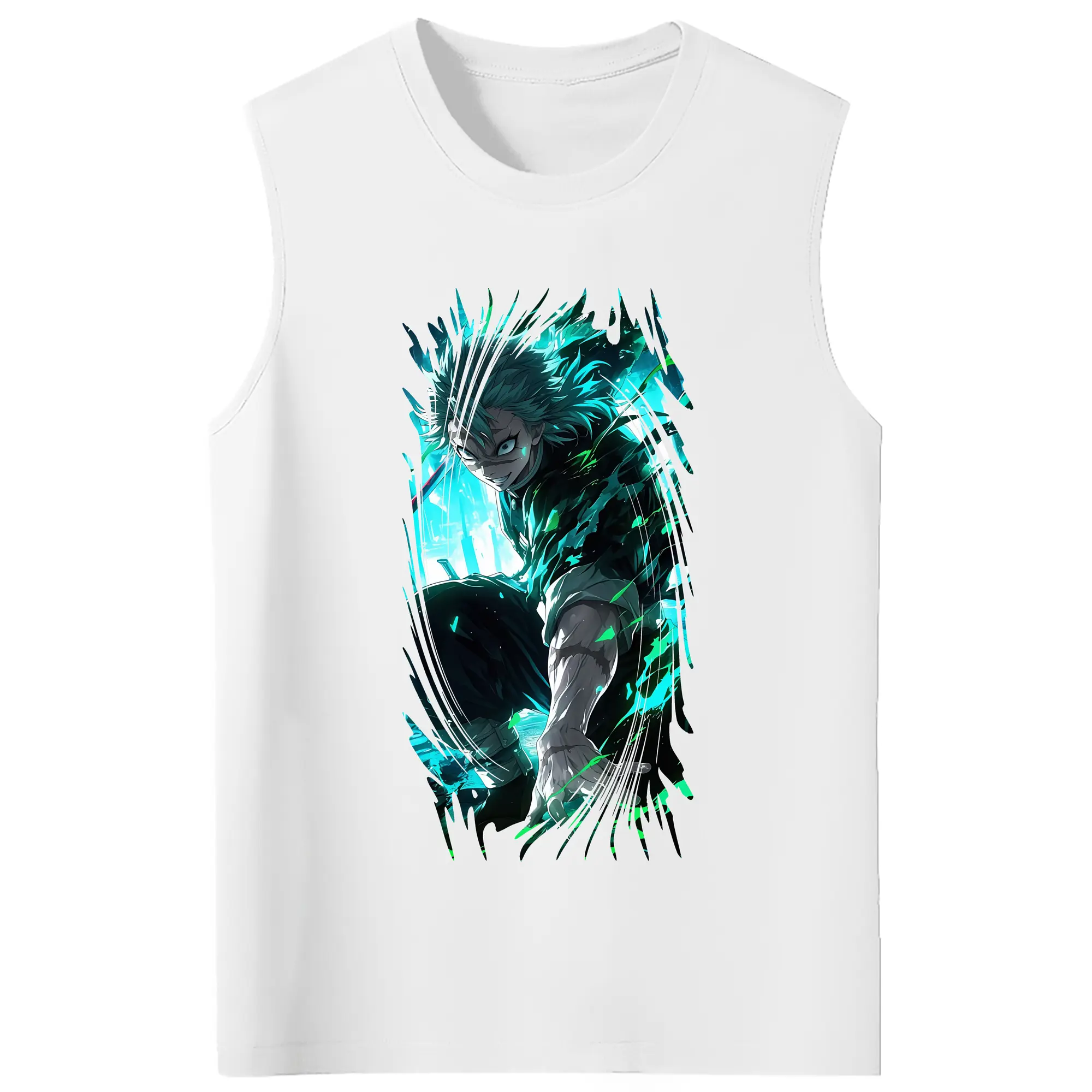 鬼滅の刃 グッズ,不死川 実弥 - コットン100％ タンクトップ ・ フロントプリント ・ タイトフィット ・ 快適 通気性 ・ スポーツ カジュアル 散歩用