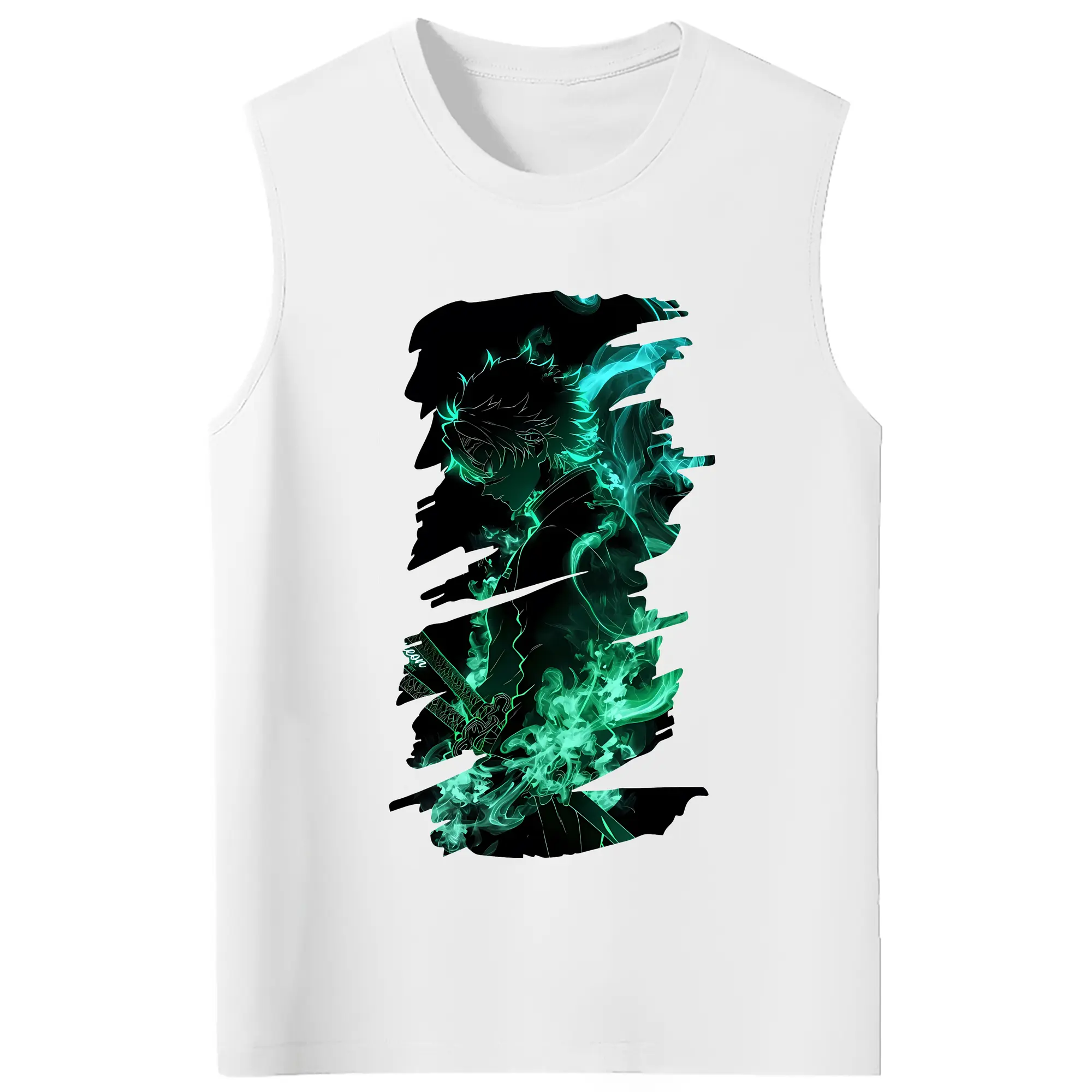 鬼滅の刃 グッズ,不死川 実弥 - コットン100％ タンクトップ ・ フロントプリント ・ タイトフィット ・ 快適 通気性 ・ スポーツ カジュアル 散歩用