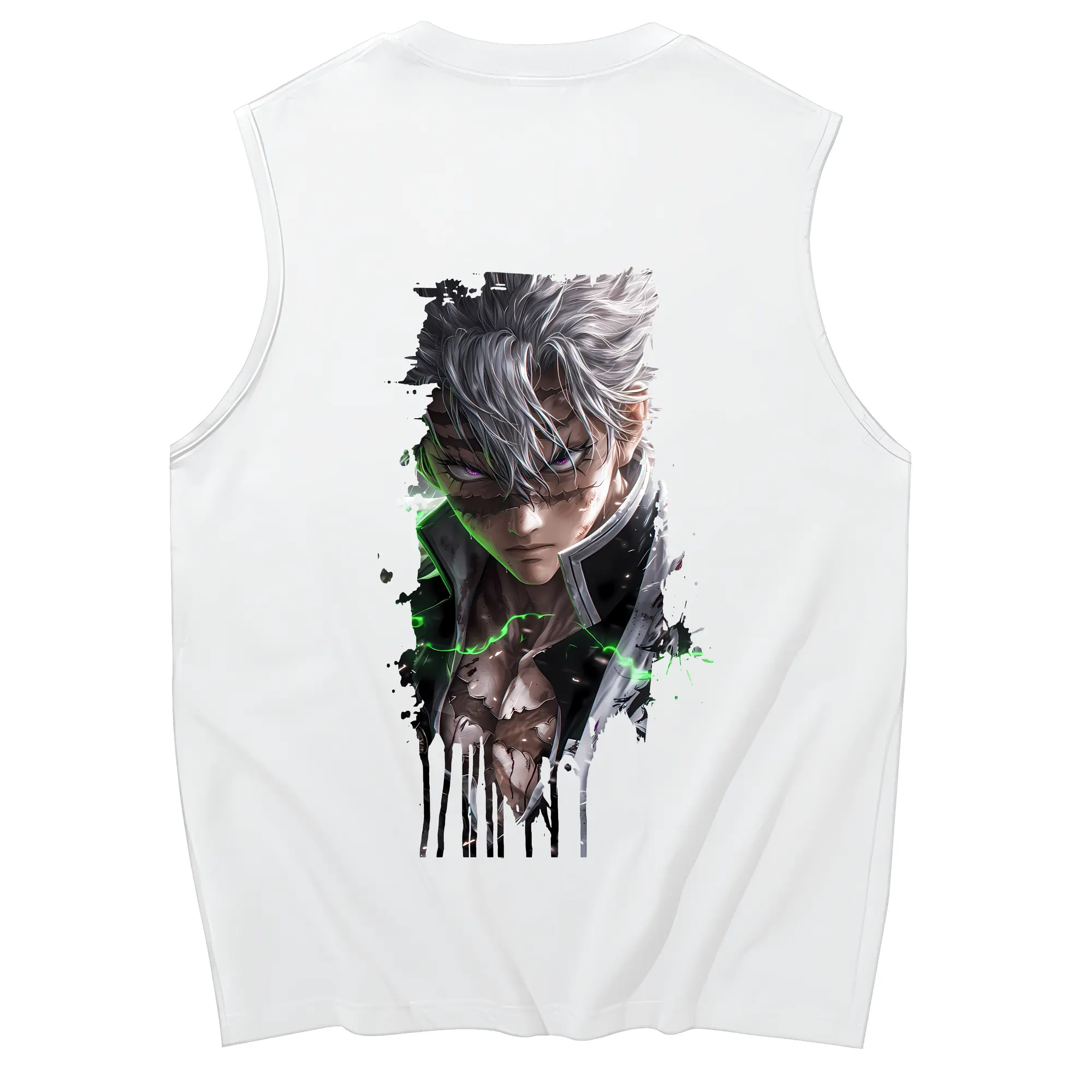 鬼滅の刃 グッズ,不死川 実弥 - コットン100％ タンクトップ ・ 背面プリント ・ タイトシルエット ・ 快適 通気性 ・ スポーツ カジュアル 散歩用
