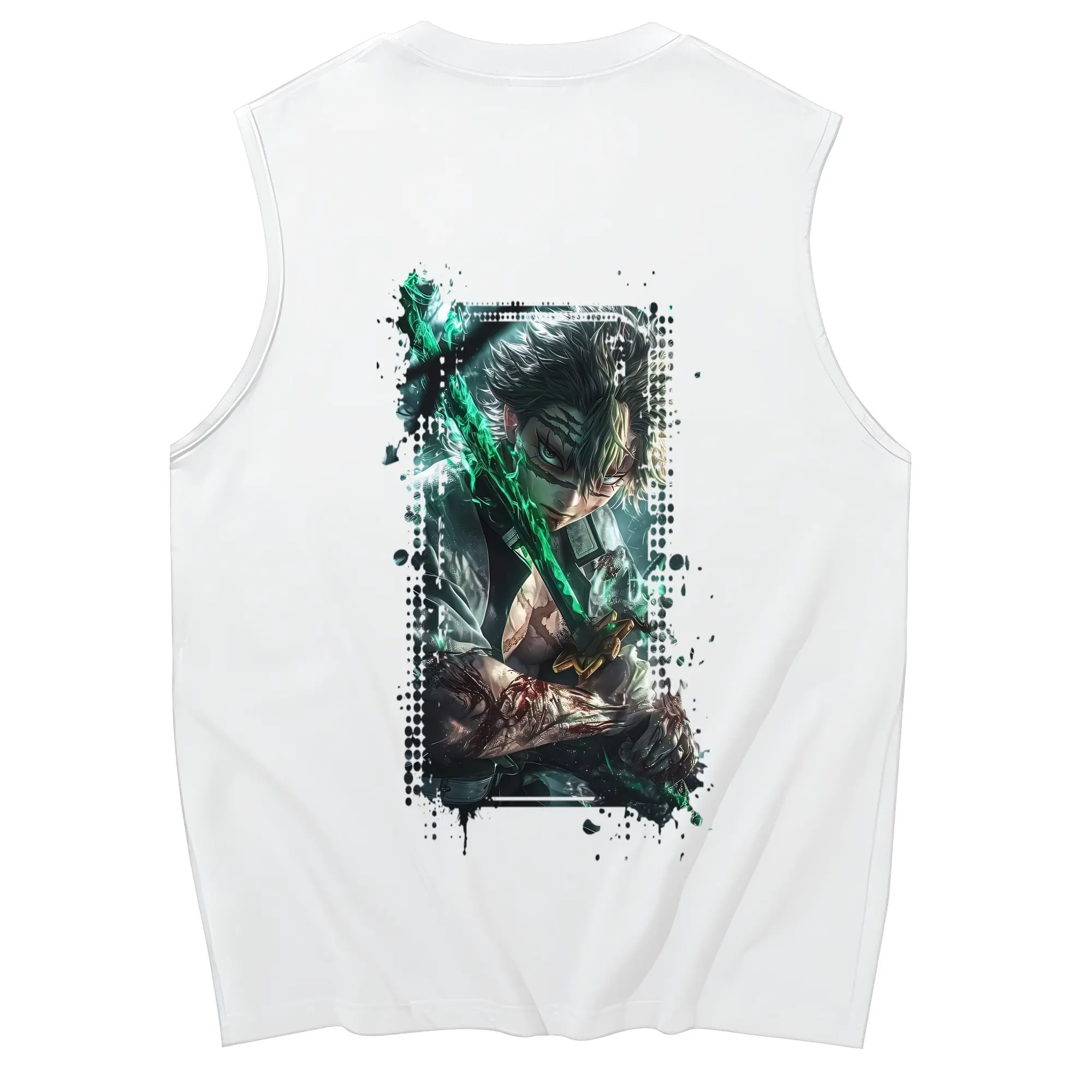 鬼滅の刃 グッズ,不死川 実弥 - コットン100％ タンクトップ ・ 背面プリント ・ タイトシルエット ・ 快適 通気性 ・ スポーツ カジュアル 散歩用