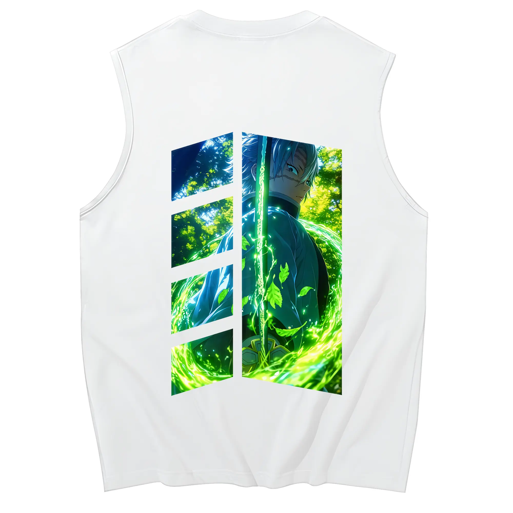 鬼滅の刃 グッズ,不死川 実弥 - コットン100％ タンクトップ ・ 背面プリント ・ タイトシルエット ・ 快適 通気性 ・ スポーツ カジュアル 散歩用