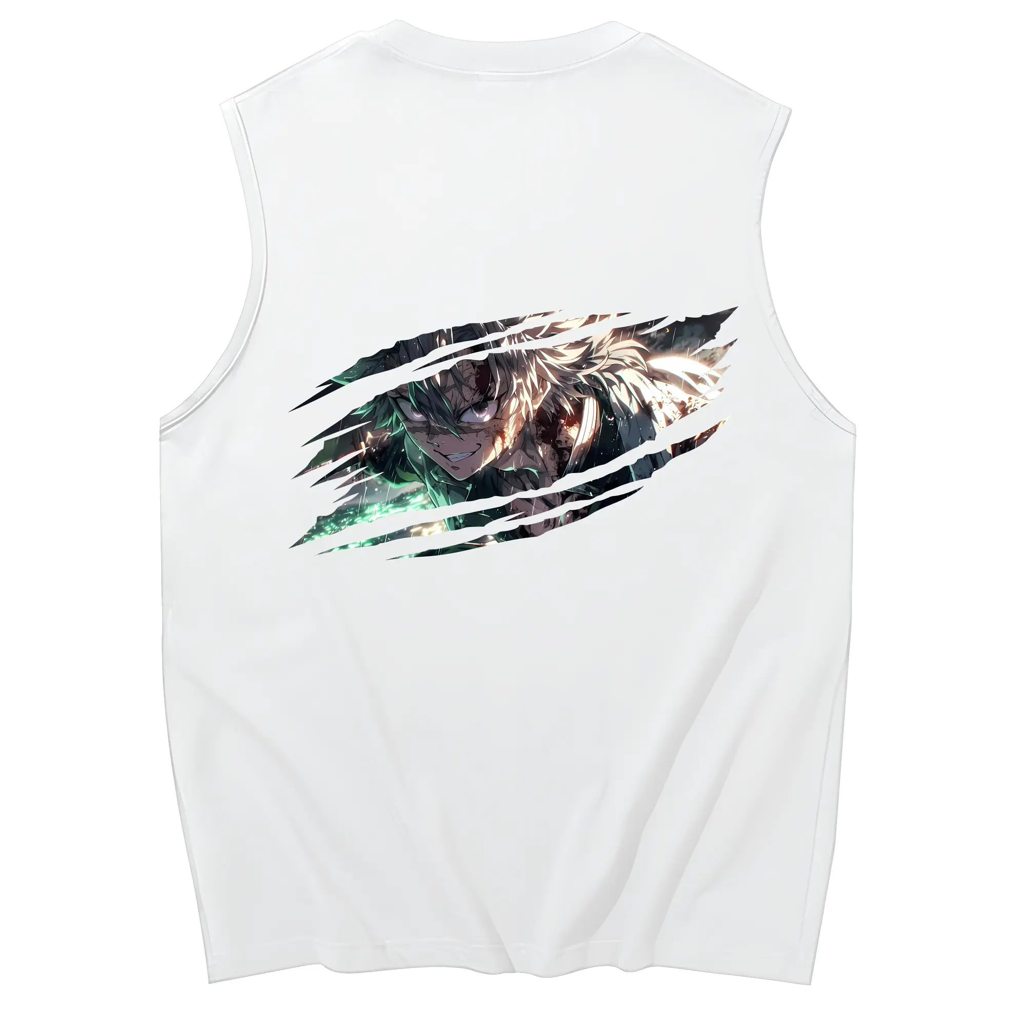 鬼滅の刃 グッズ,不死川 実弥 - コットン100％ タンクトップ ・ 背面プリント ・ タイトシルエット ・ 快適 通気性 ・ スポーツ カジュアル 散歩用