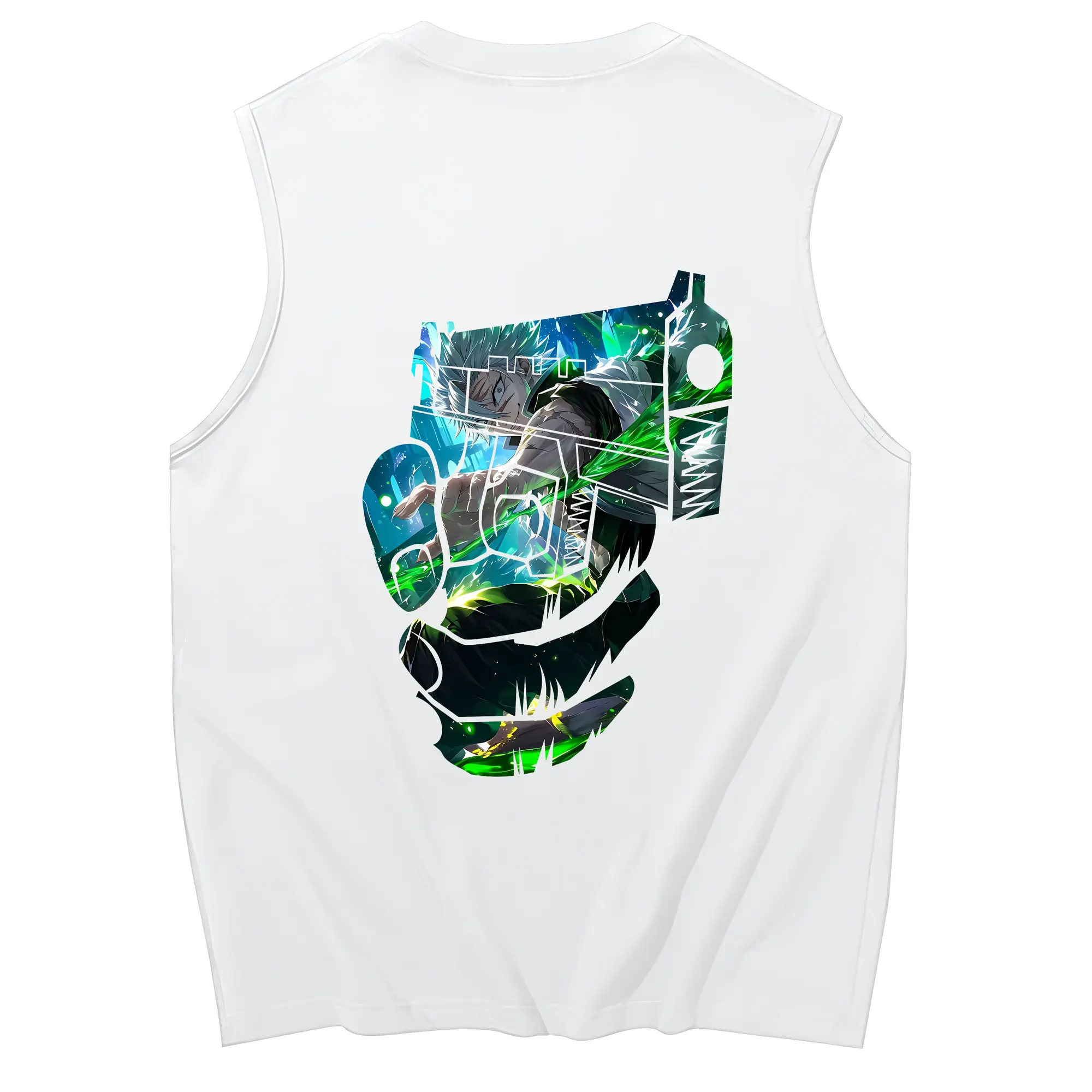 鬼滅の刃 グッズ,不死川 実弥 - コットン100％ タンクトップ ・ 背面プリント ・ タイトシルエット ・ 快適 通気性 ・ スポーツ カジュアル 散歩用