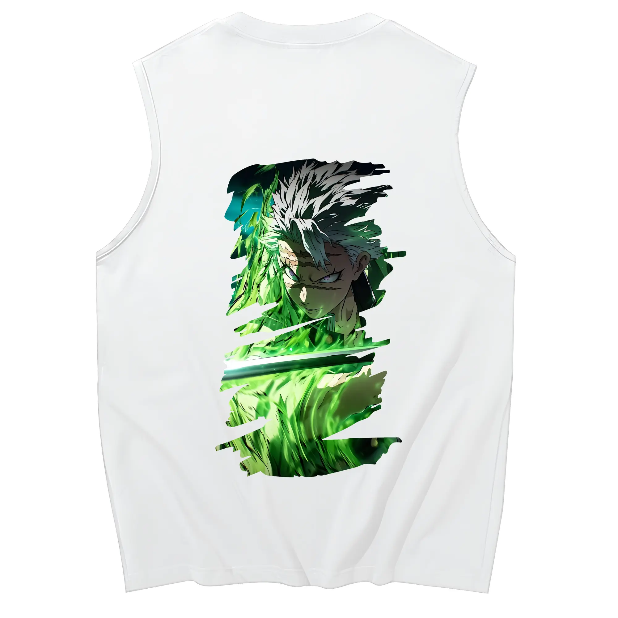 鬼滅の刃 グッズ,不死川 実弥 - コットン100％ タンクトップ ・ 背面プリント ・ タイトシルエット ・ 快適 通気性 ・ スポーツ カジュアル 散歩用