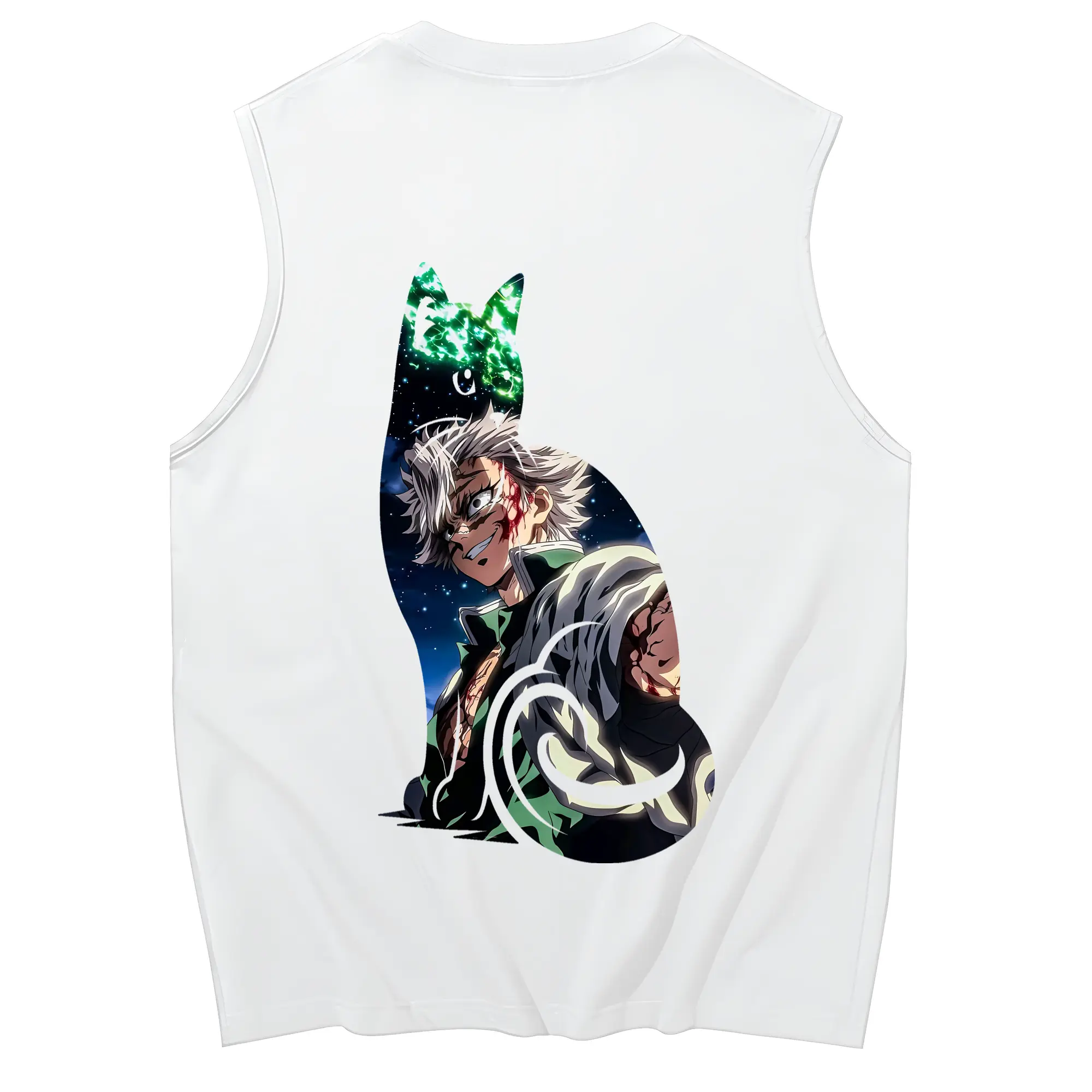 鬼滅の刃 グッズ,不死川 実弥 - コットン100％ タンクトップ ・ 背面プリント ・ タイトシルエット ・ 快適 通気性 ・ スポーツ カジュアル 散歩用
