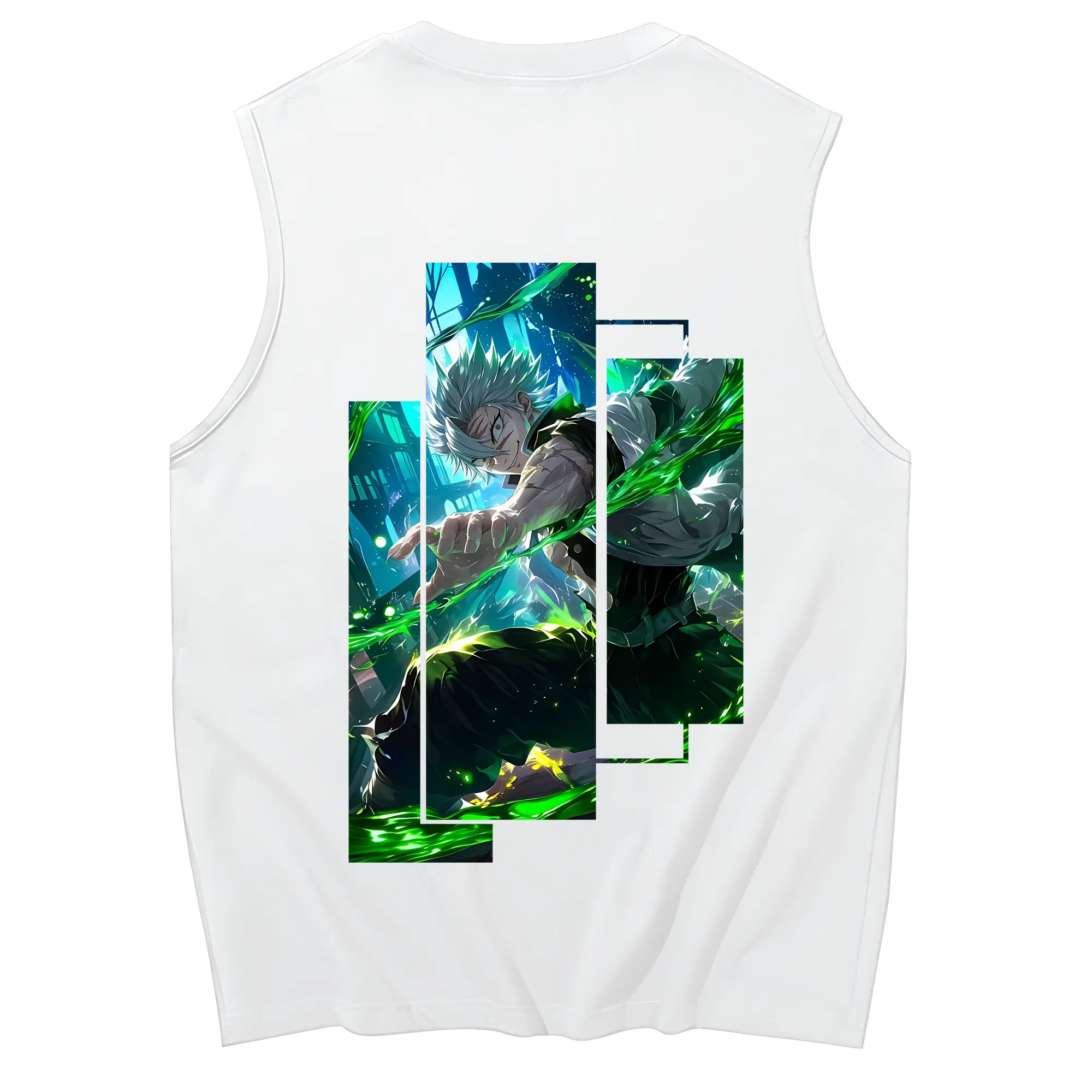 鬼滅の刃 グッズ,不死川 実弥 - コットン100％ タンクトップ ・ 背面プリント ・ タイトシルエット ・ 快適 通気性 ・ スポーツ カジュアル 散歩用