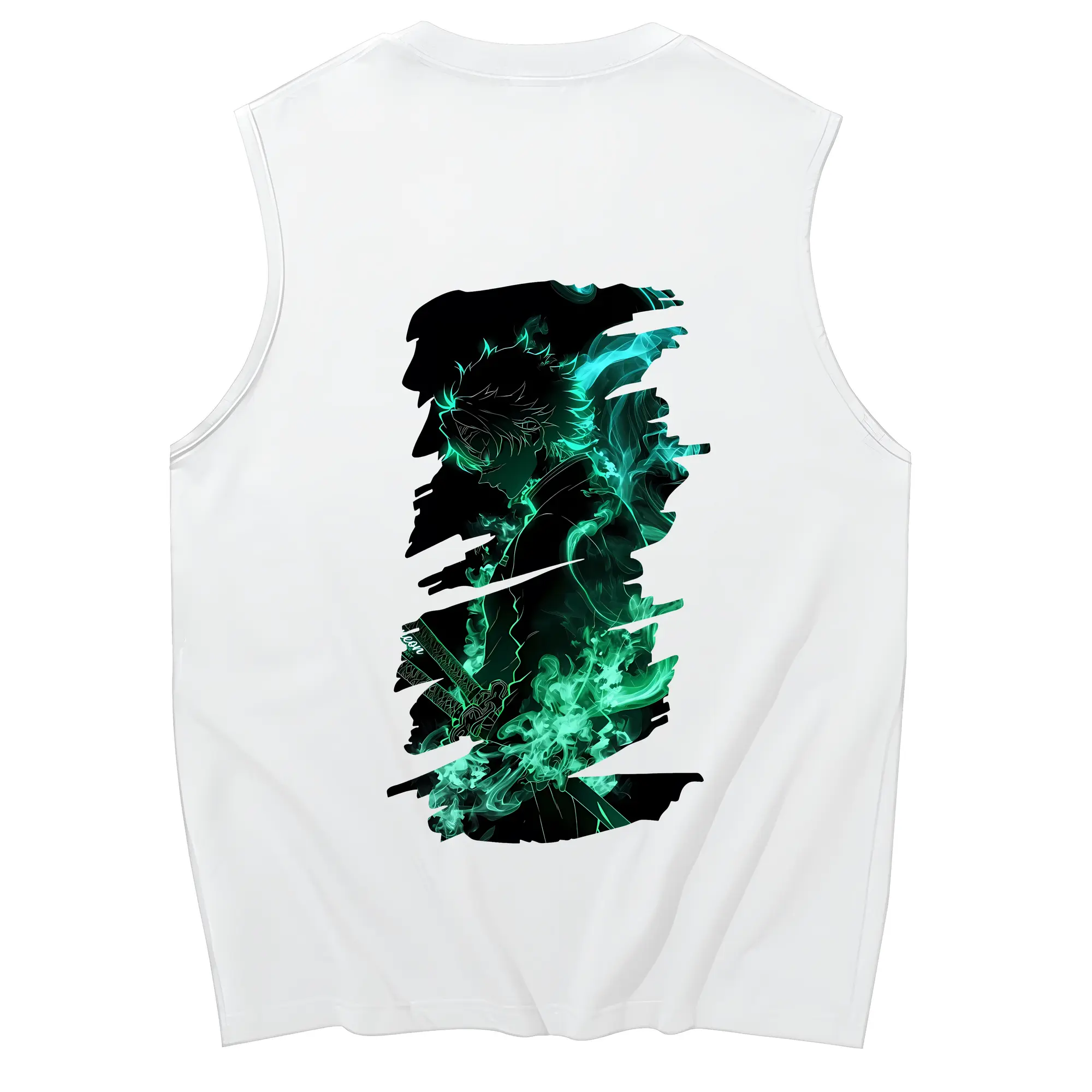 鬼滅の刃 グッズ,不死川 実弥 - コットン100％ タンクトップ ・ 背面プリント ・ タイトシルエット ・ 快適 通気性 ・ スポーツ カジュアル 散歩用