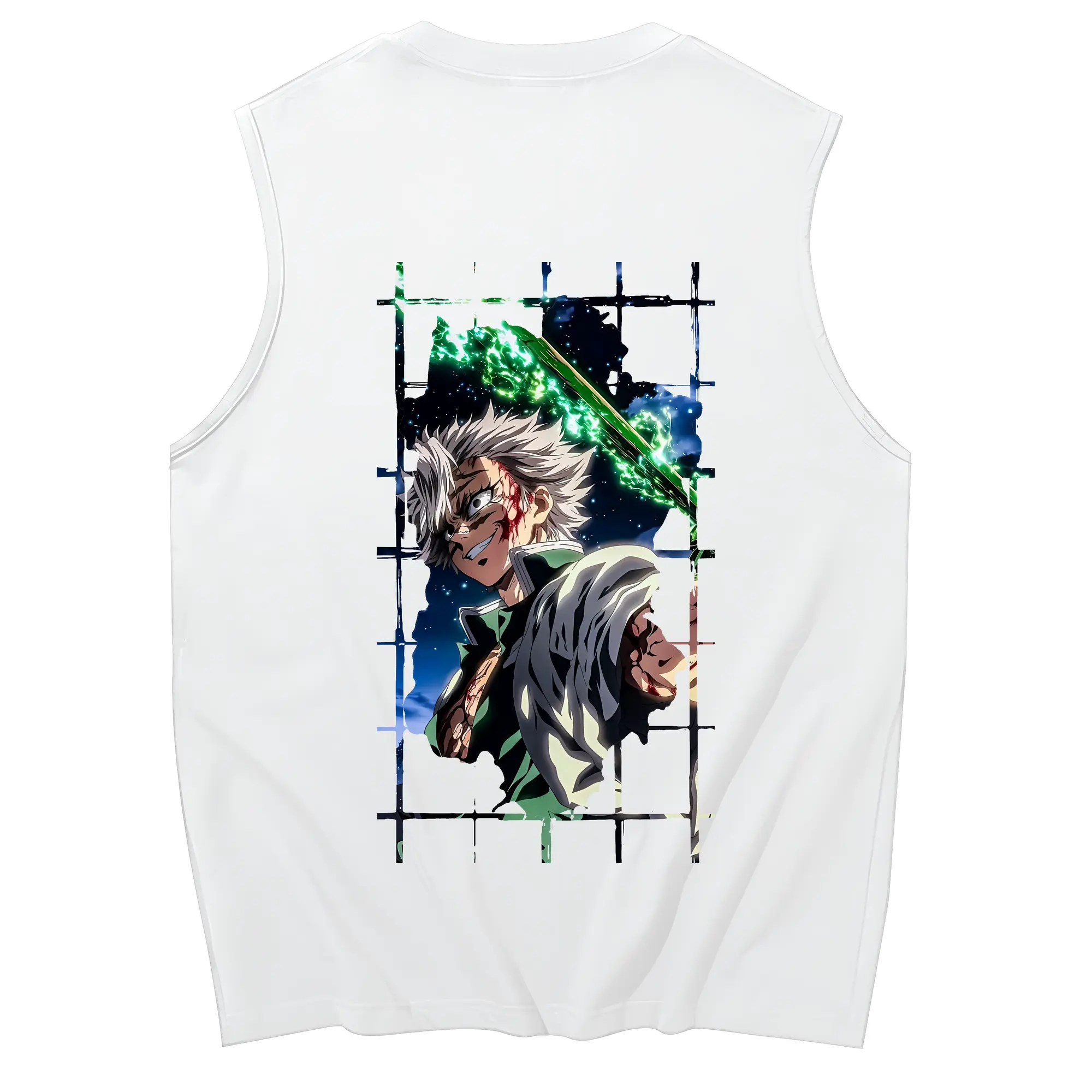 鬼滅の刃 グッズ,不死川 実弥 - コットン100％ タンクトップ ・ 背面プリント ・ タイトシルエット ・ 快適 通気性 ・ スポーツ カジュアル 散歩用