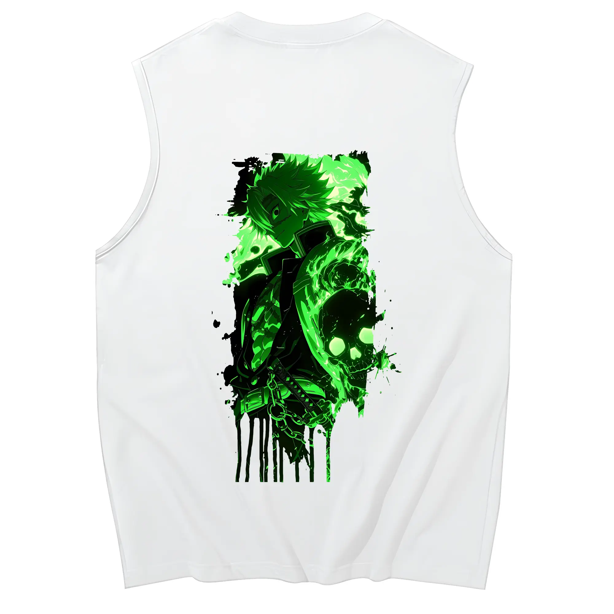鬼滅の刃 グッズ,不死川 実弥 - コットン100％ タンクトップ ・ 背面プリント ・ タイトシルエット ・ 快適 通気性 ・ スポーツ カジュアル 散歩用
