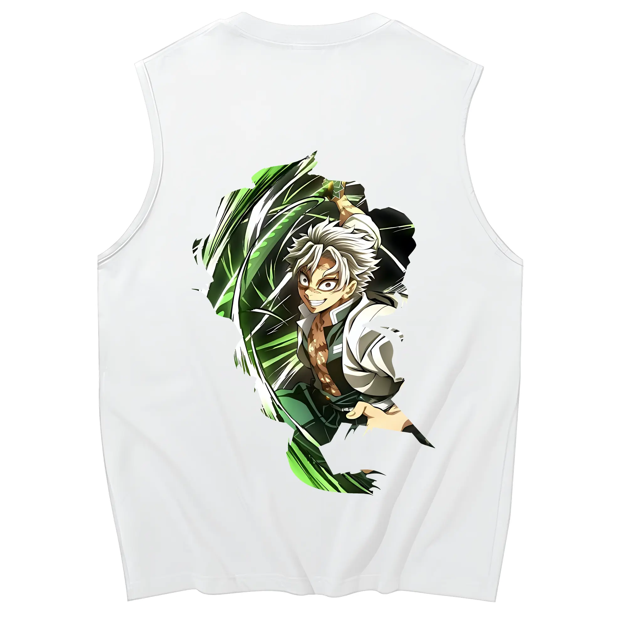 鬼滅の刃 グッズ,不死川 実弥 - コットン100％ タンクトップ ・ 背面プリント ・ タイトシルエット ・ 快適 通気性 ・ スポーツ カジュアル 散歩用
