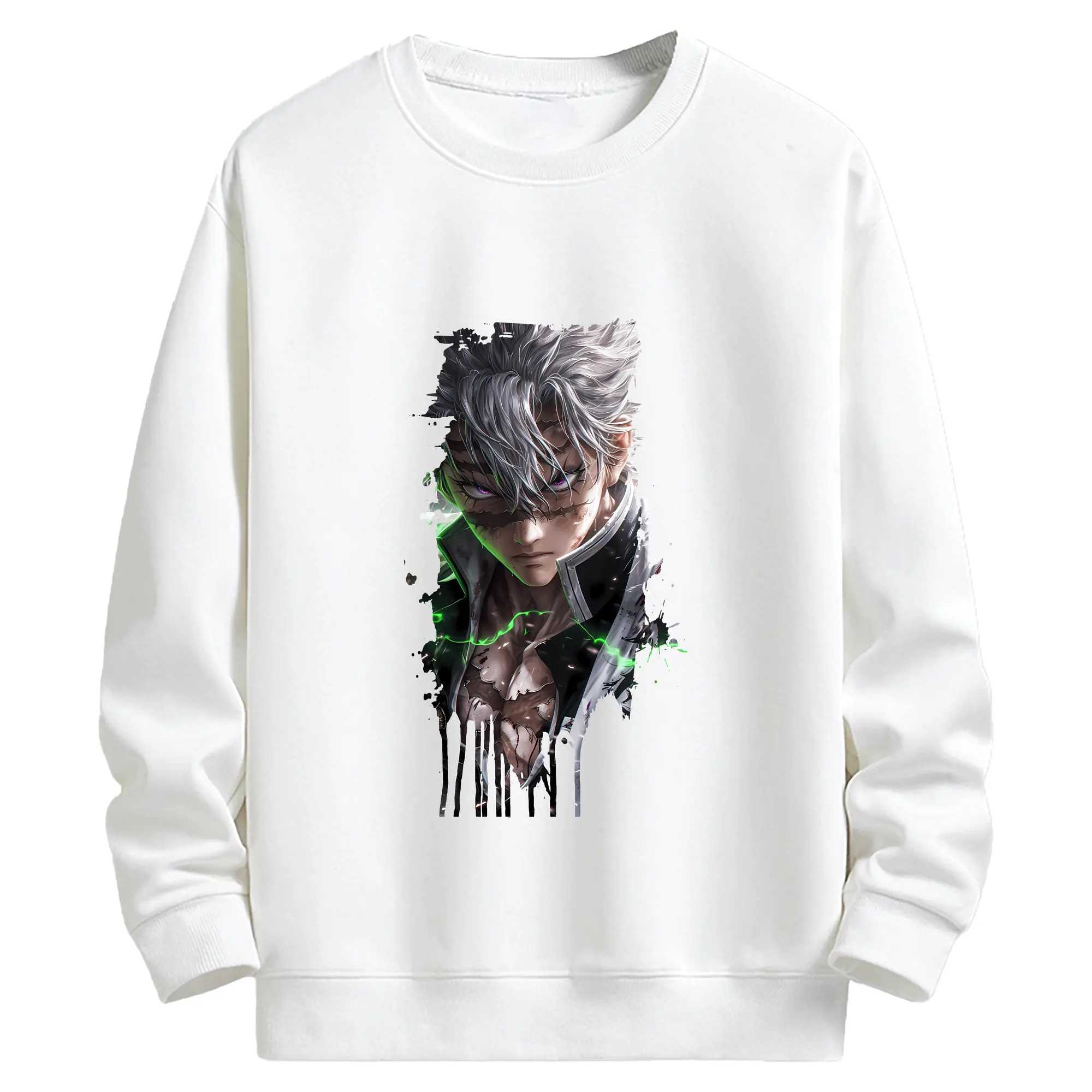 鬼滅の刃 グッズ,不死川 実弥 - 高品質 クルーネック スウェット ・ コットン59％ ポリエステル41％ ・ ユニセックス 長袖 トレーナー ・ カジュアル デイリー スポーツ 散歩用