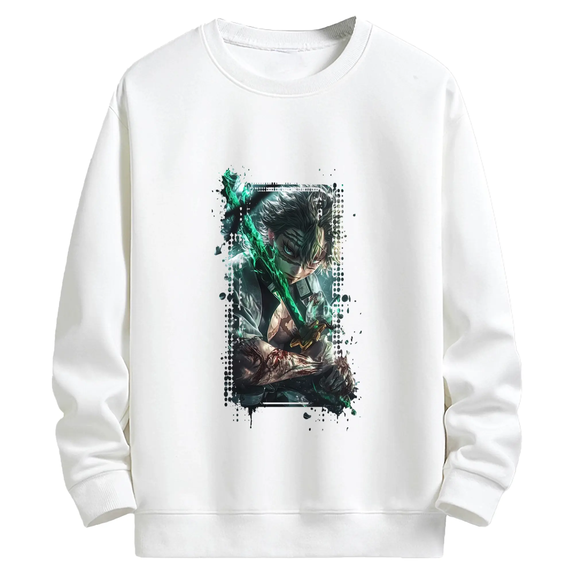鬼滅の刃 グッズ,不死川 実弥 - 高品質 クルーネック スウェット ・ コットン59％ ポリエステル41％ ・ ユニセックス 長袖 トレーナー ・ カジュアル デイリー スポーツ 散歩用