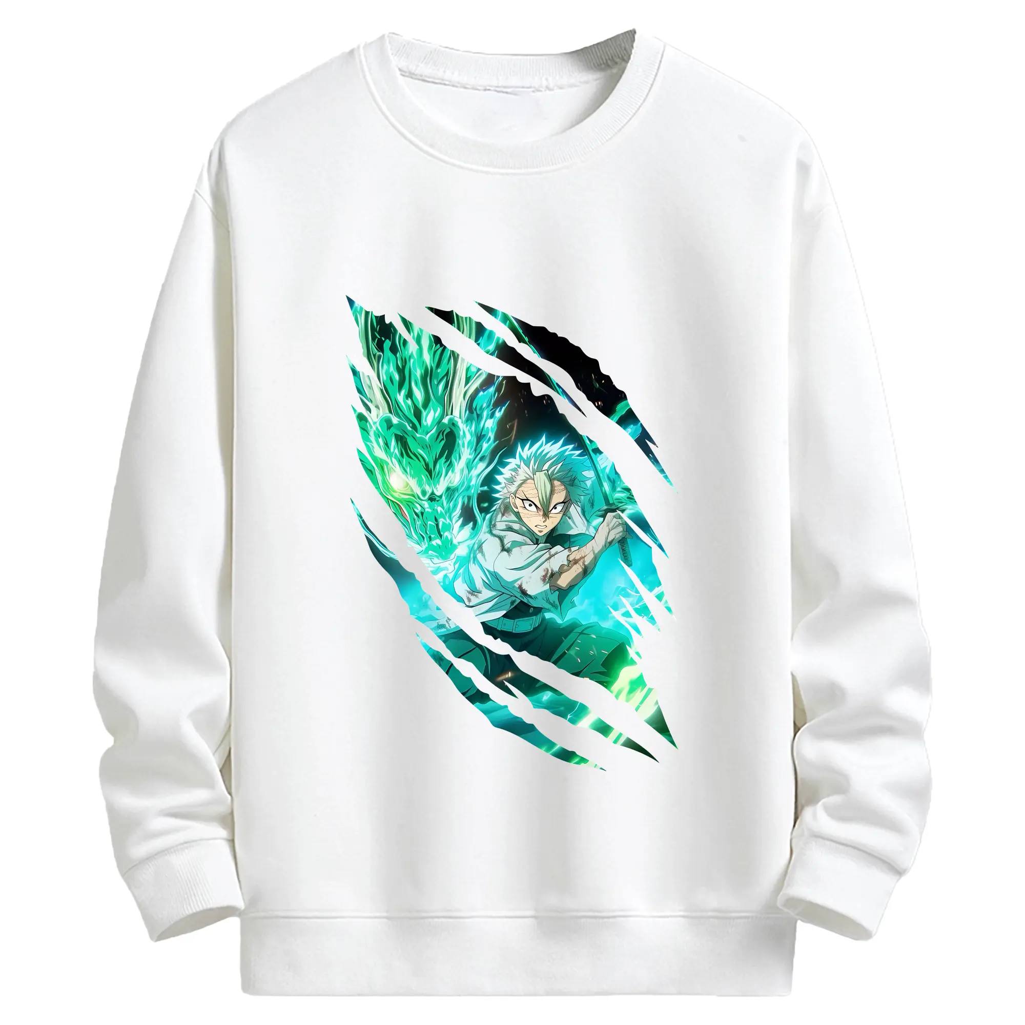 鬼滅の刃 グッズ,不死川 実弥 - 高品質 クルーネック スウェット ・ コットン59％ ポリエステル41％ ・ ユニセックス 長袖 トレーナー ・ カジュアル デイリー スポーツ 散歩用