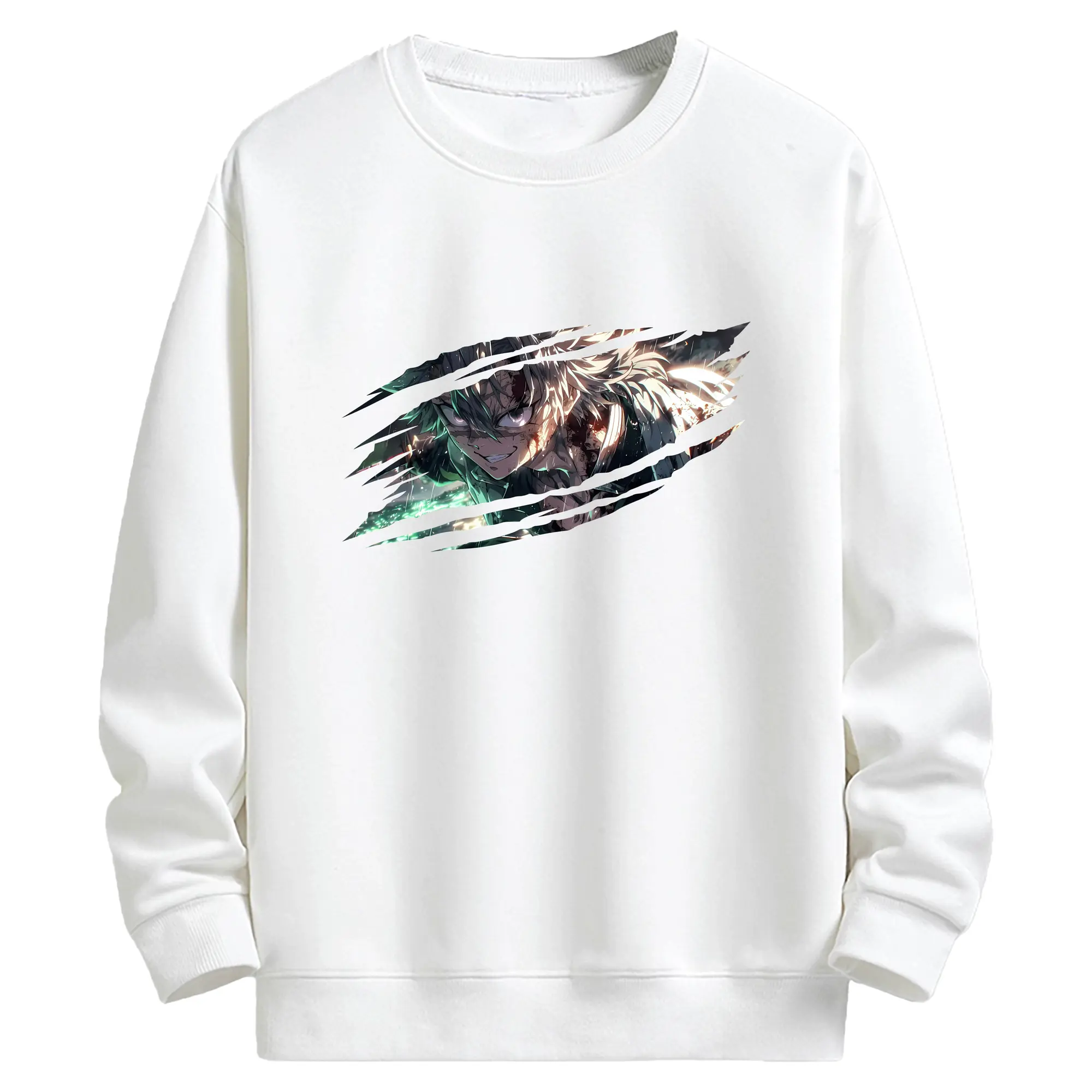 鬼滅の刃 グッズ,不死川 実弥 - 高品質 クルーネック スウェット ・ コットン59％ ポリエステル41％ ・ ユニセックス 長袖 トレーナー ・ カジュアル デイリー スポーツ 散歩用