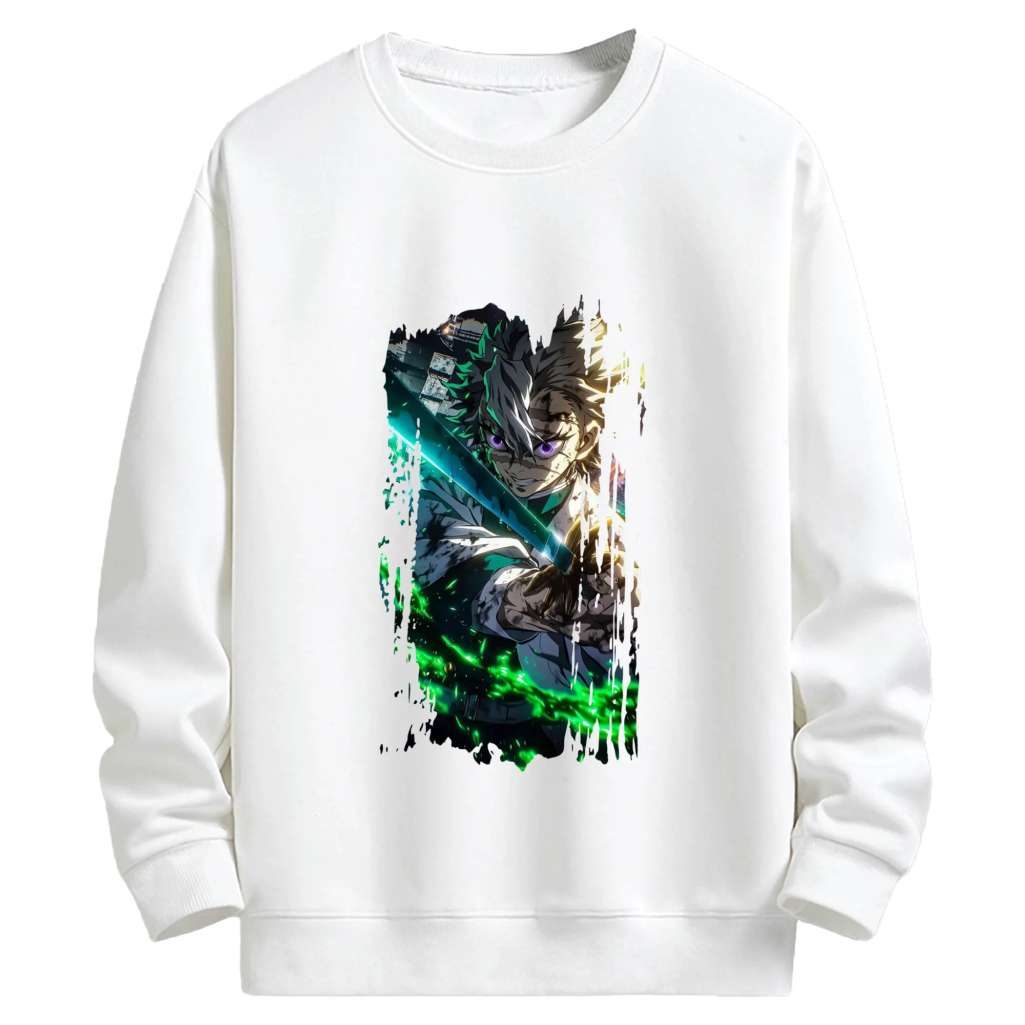 鬼滅の刃 グッズ,不死川 実弥 - 高品質 クルーネック スウェット ・ コットン59％ ポリエステル41％ ・ ユニセックス 長袖 トレーナー ・ カジュアル デイリー スポーツ 散歩用