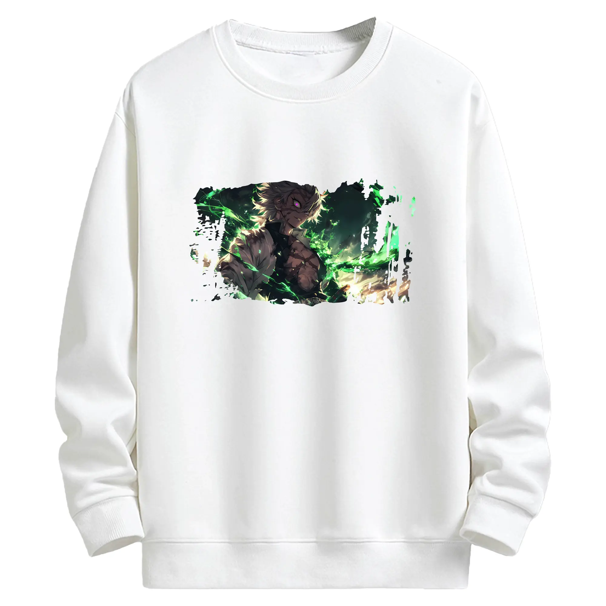 鬼滅の刃 グッズ,不死川 実弥 - 高品質 クルーネック スウェット ・ コットン59％ ポリエステル41％ ・ ユニセックス 長袖 トレーナー ・ カジュアル デイリー スポーツ 散歩用