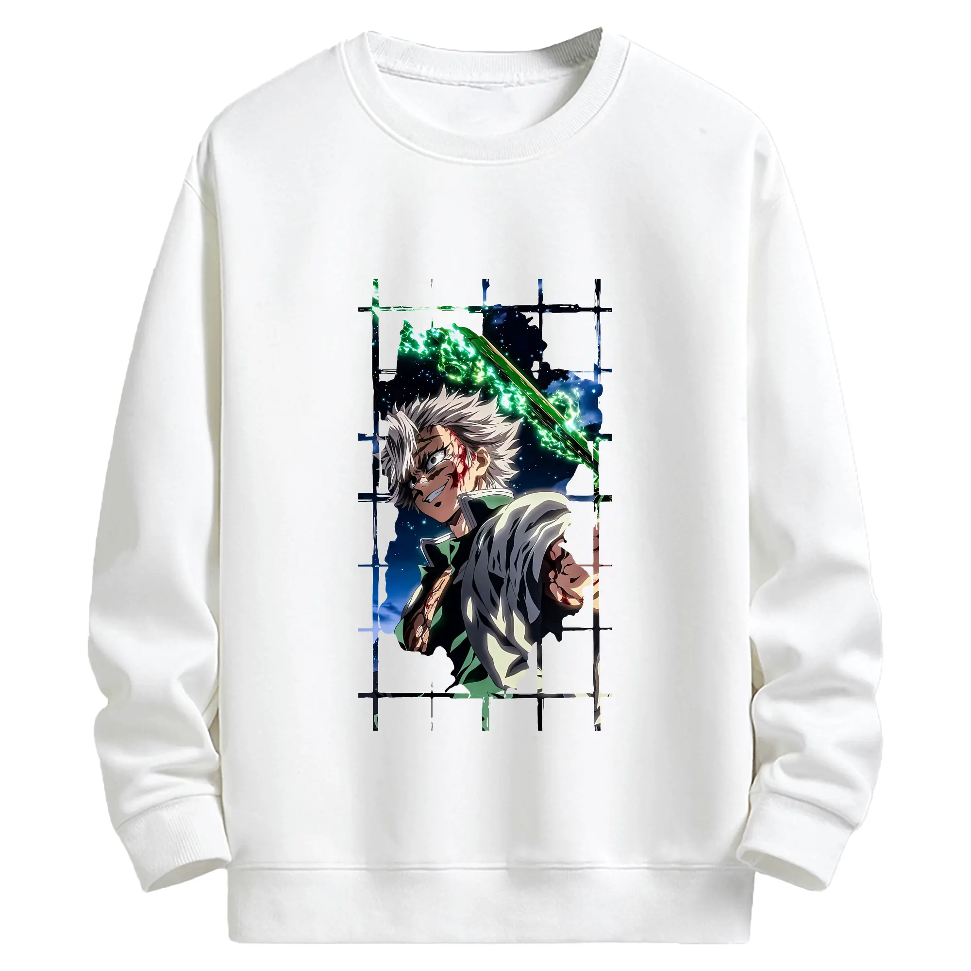 鬼滅の刃 グッズ,不死川 実弥 - 高品質 クルーネック スウェット ・ コットン59％ ポリエステル41％ ・ ユニセックス 長袖 トレーナー ・ カジュアル デイリー スポーツ 散歩用