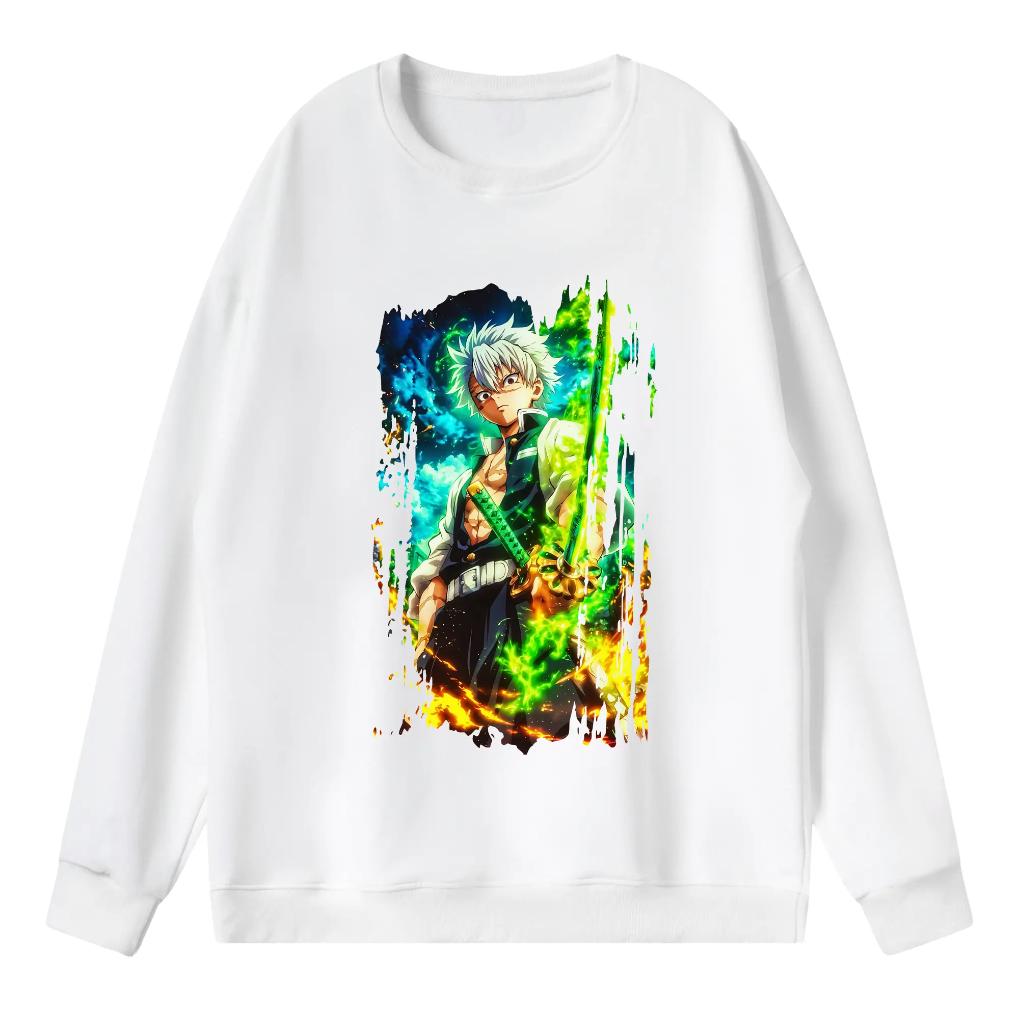 鬼滅の刃 グッズ,不死川 実弥 - 薄手 クルーネック スウェット 裏毛260g · ポリエステル 春秋向け カジュアル 男女兼用 · トレーナー デイリー スポーツ 散歩に最適