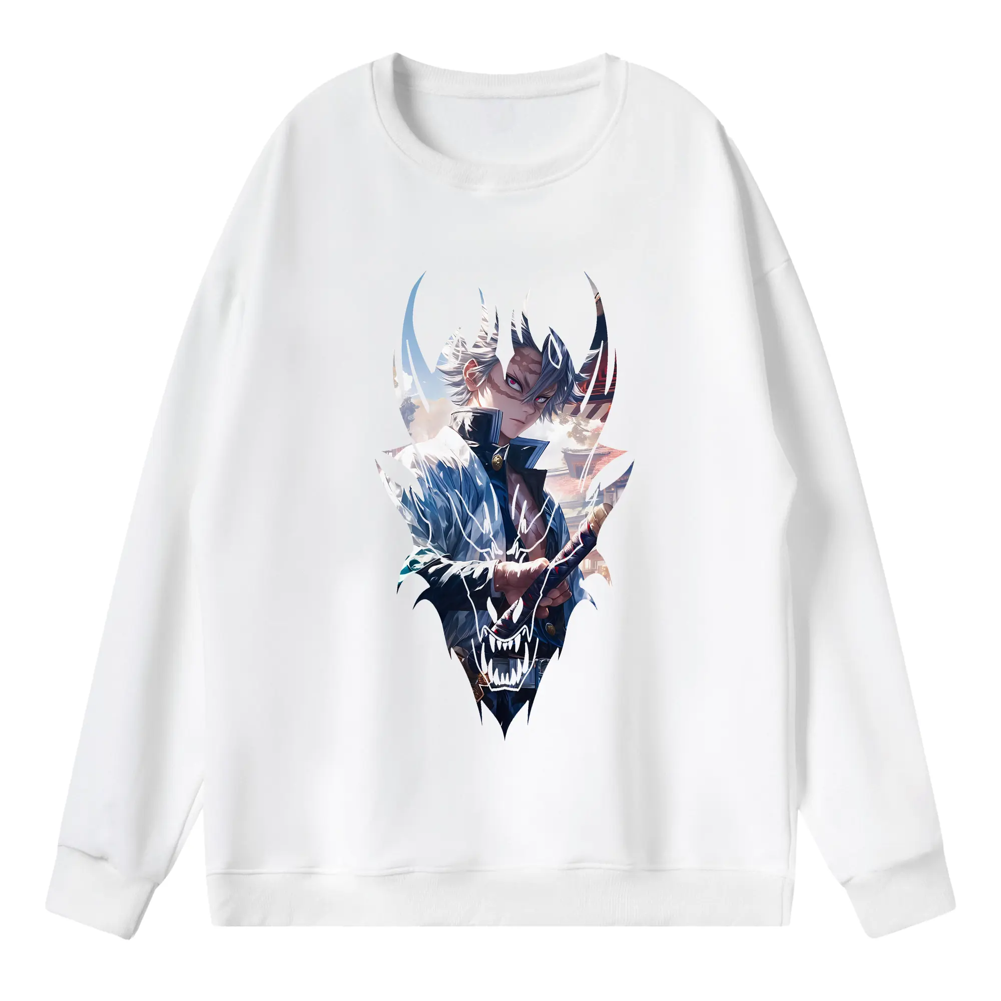 鬼滅の刃 グッズ,不死川 実弥 - 薄手 クルーネック スウェット 裏毛260g · ポリエステル 春秋向け カジュアル 男女兼用 · トレーナー デイリー スポーツ 散歩に最適
