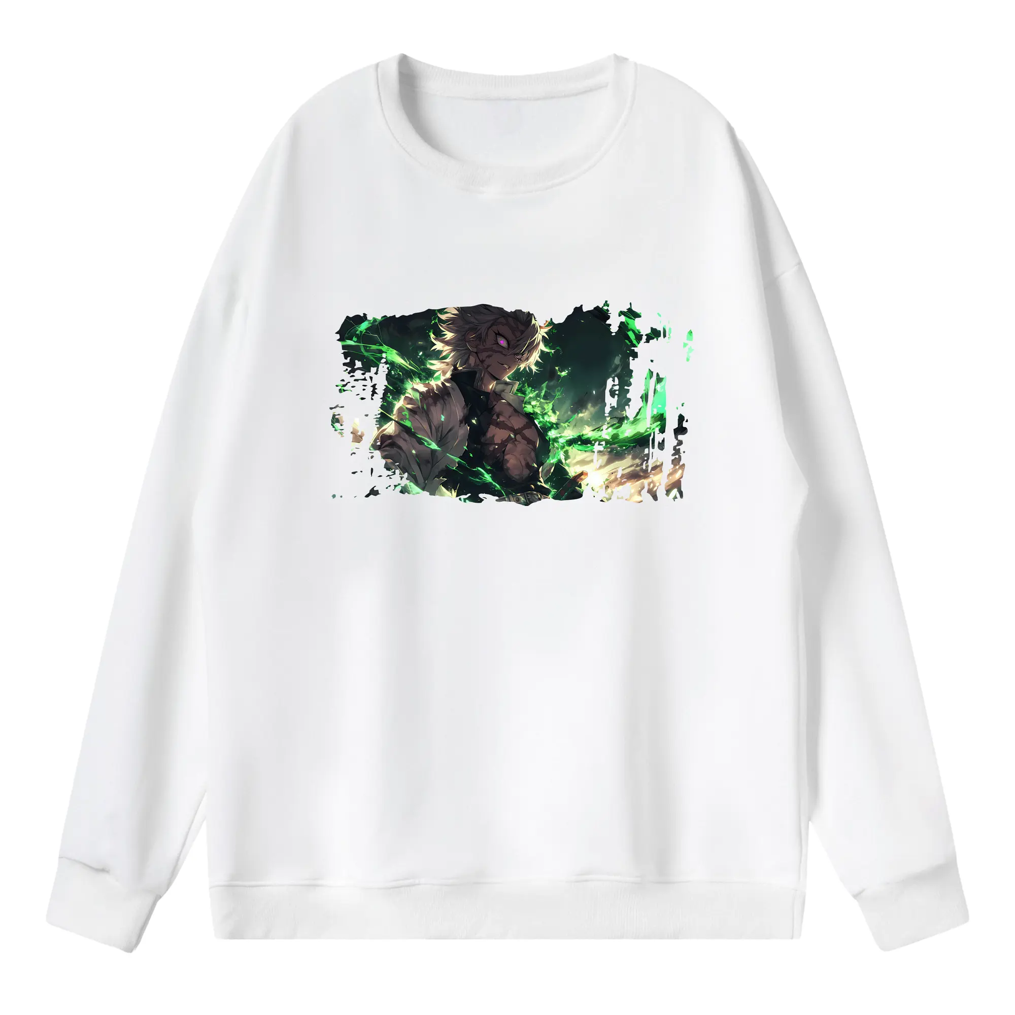 鬼滅の刃 グッズ,不死川 実弥 - 薄手 クルーネック スウェット 裏毛260g · ポリエステル 春秋向け カジュアル 男女兼用 · トレーナー デイリー スポーツ 散歩に最適