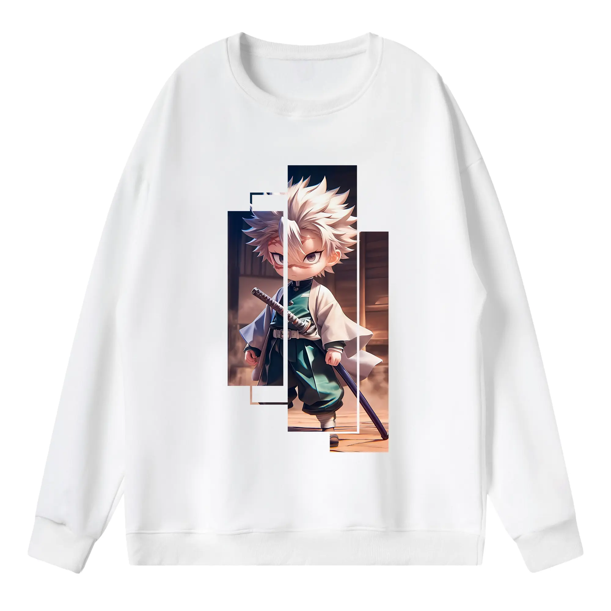 鬼滅の刃 グッズ,不死川 実弥 - 薄手 クルーネック スウェット 裏毛260g · ポリエステル 春秋向け カジュアル 男女兼用 · トレーナー デイリー スポーツ 散歩に最適