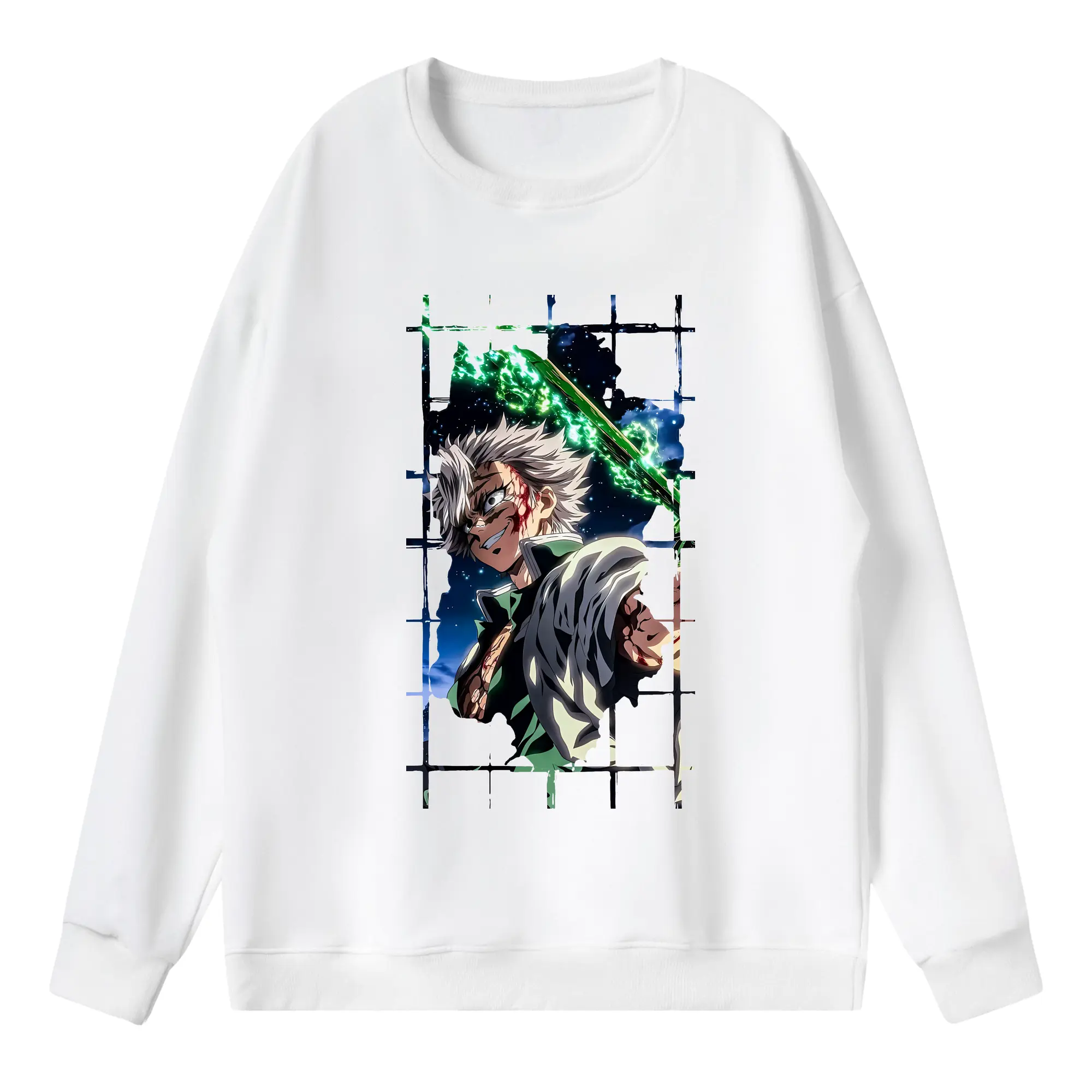 鬼滅の刃 グッズ,不死川 実弥 - 薄手 クルーネック スウェット 裏毛260g · ポリエステル 春秋向け カジュアル 男女兼用 · トレーナー デイリー スポーツ 散歩に最適