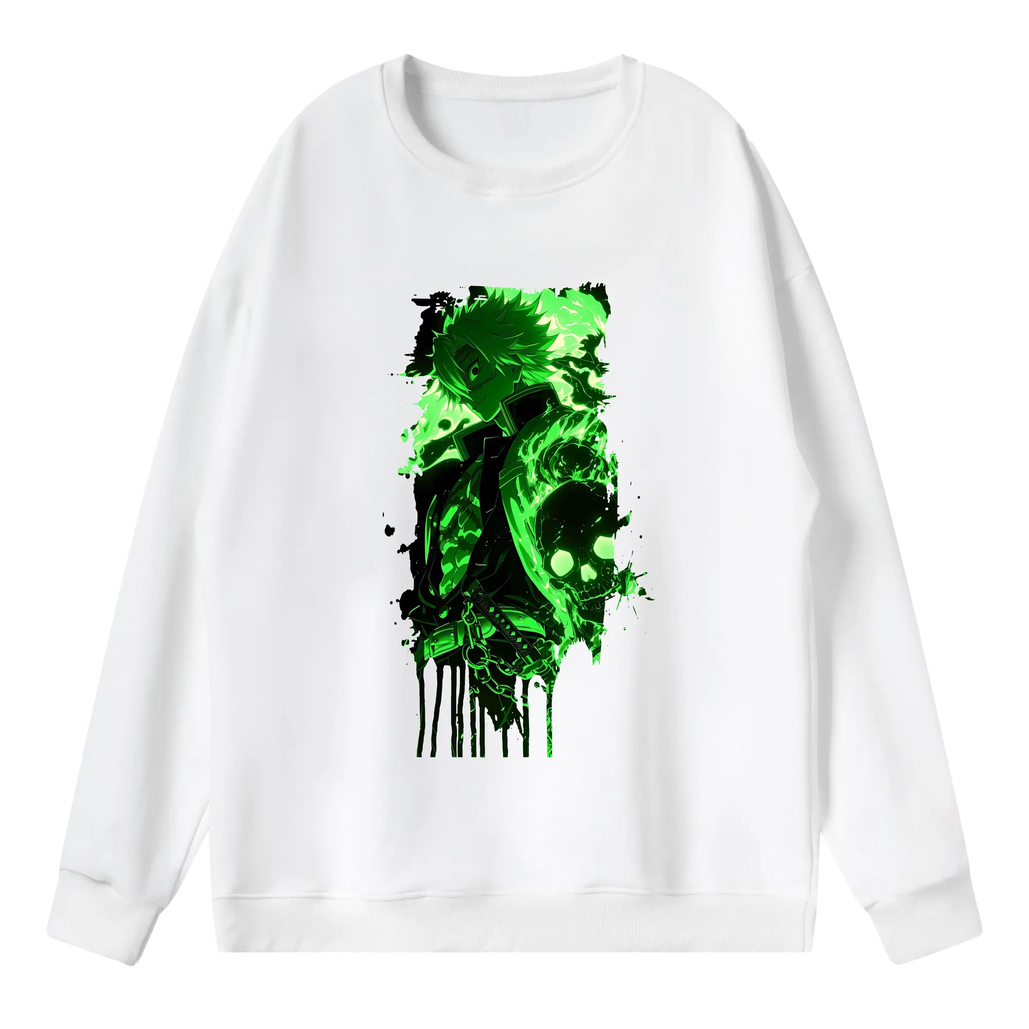 鬼滅の刃 グッズ,不死川 実弥 - 薄手 クルーネック スウェット 裏毛260g · ポリエステル 春秋向け カジュアル 男女兼用 · トレーナー デイリー スポーツ 散歩に最適