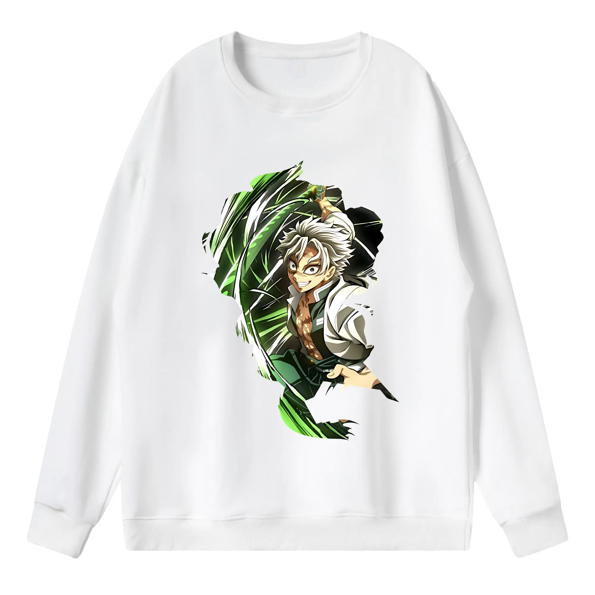 鬼滅の刃 グッズ,不死川 実弥 - 薄手 クルーネック スウェット 裏毛260g · ポリエステル 春秋向け カジュアル 男女兼用 · トレーナー デイリー スポーツ 散歩に最適