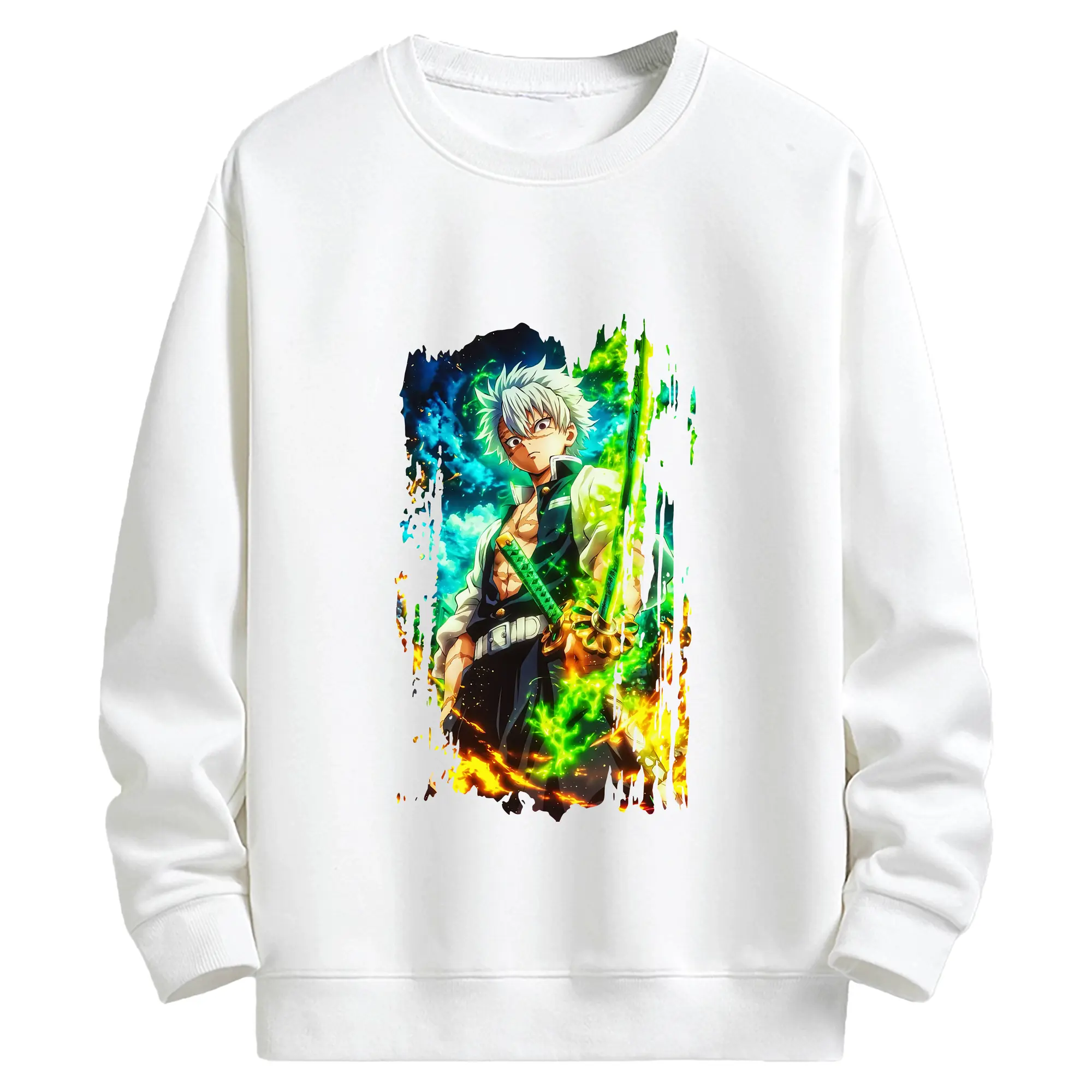 鬼滅の刃 グッズ,不死川 実弥 - キッズ クルーネックスウェットシャツ ・ フロントプリント ・ 綿80％ ポリエステル20％ ・ 快適 通学 スポーツ 日常使い お散歩用