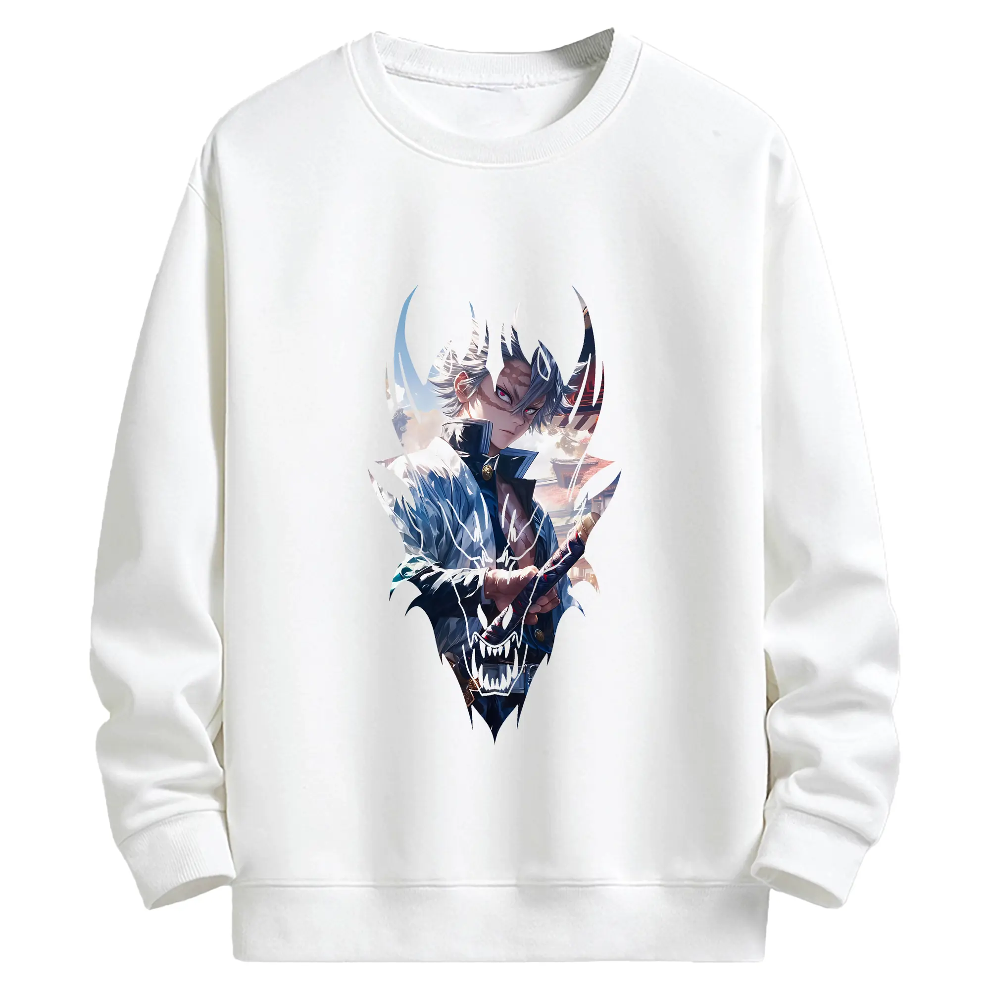 鬼滅の刃 グッズ,不死川 実弥 - キッズ クルーネックスウェットシャツ ・ フロントプリント ・ 綿80％ ポリエステル20％ ・ 快適 通学 スポーツ 日常使い お散歩用