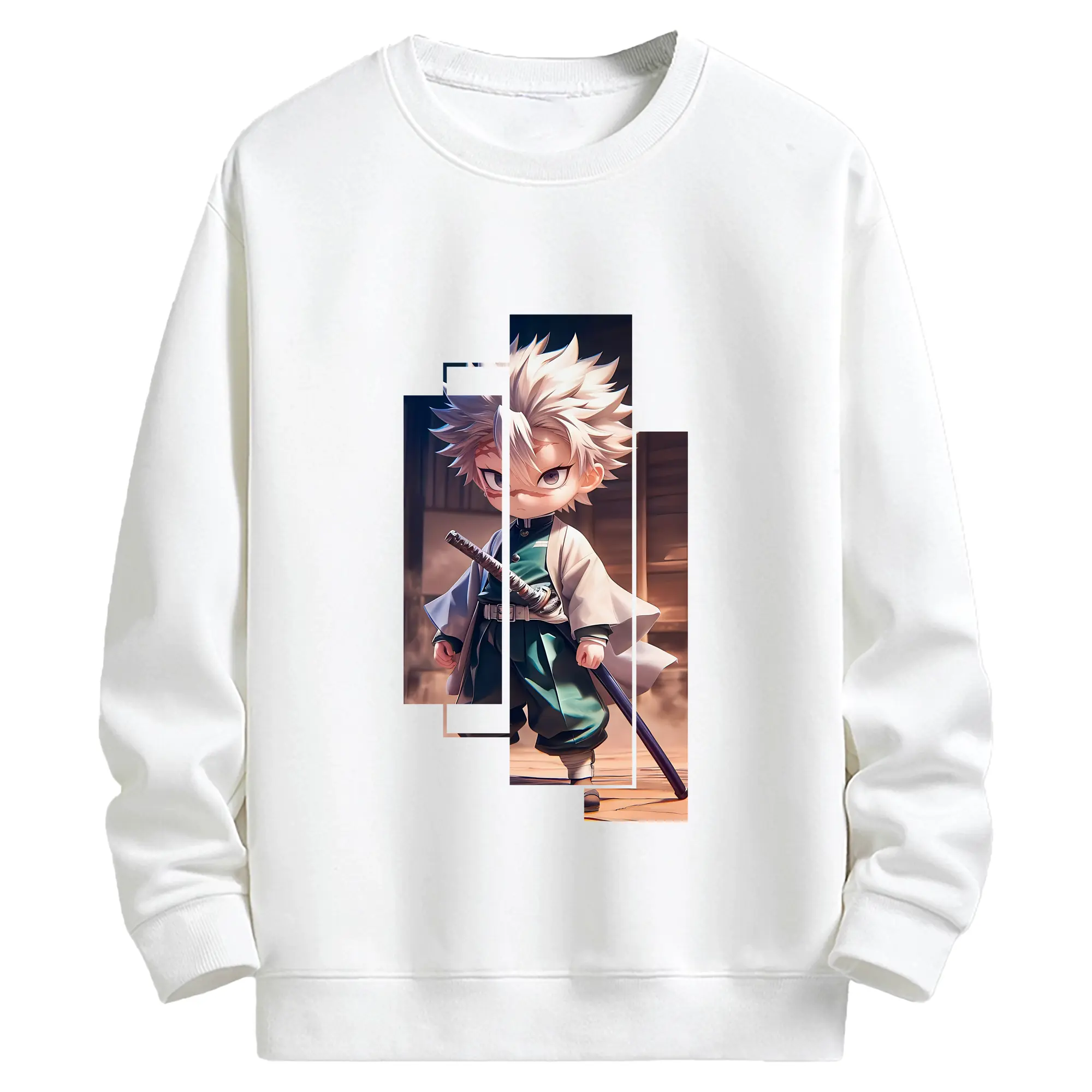 鬼滅の刃 グッズ,不死川 実弥 - キッズ クルーネックスウェットシャツ ・ フロントプリント ・ 綿80％ ポリエステル20％ ・ 快適 通学 スポーツ 日常使い お散歩用