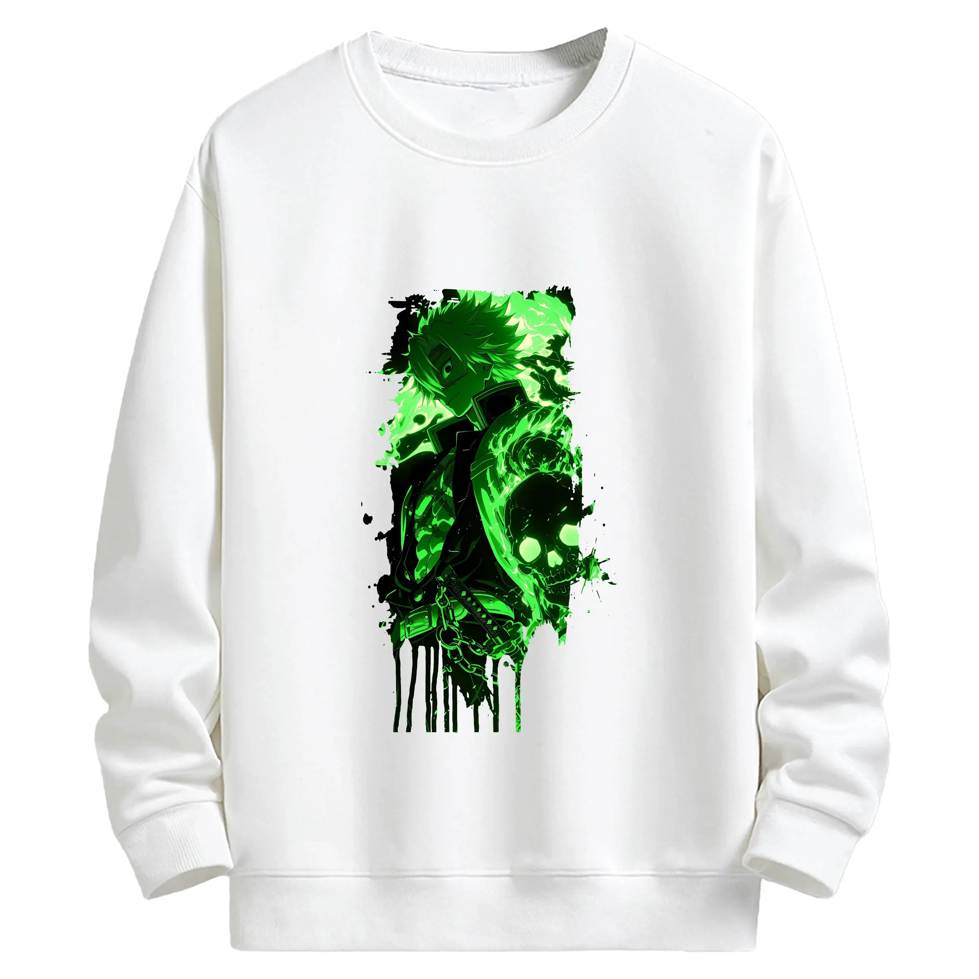 鬼滅の刃 グッズ,不死川 実弥 - キッズ クルーネックスウェットシャツ ・ フロントプリント ・ 綿80％ ポリエステル20％ ・ 快適 通学 スポーツ 日常使い お散歩用