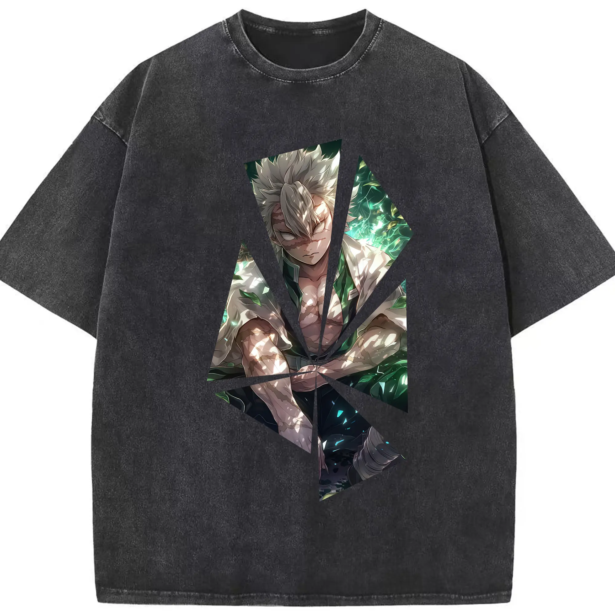 鬼滅の刃 グッズ,不死川 実弥 - 綿100％ ヴィンテージ風 半袖Tシャツ ・ フロントプリント ・ 柔らか肌触り ・ 通気性 快適 ・ スポーツ カジュアル 外出用