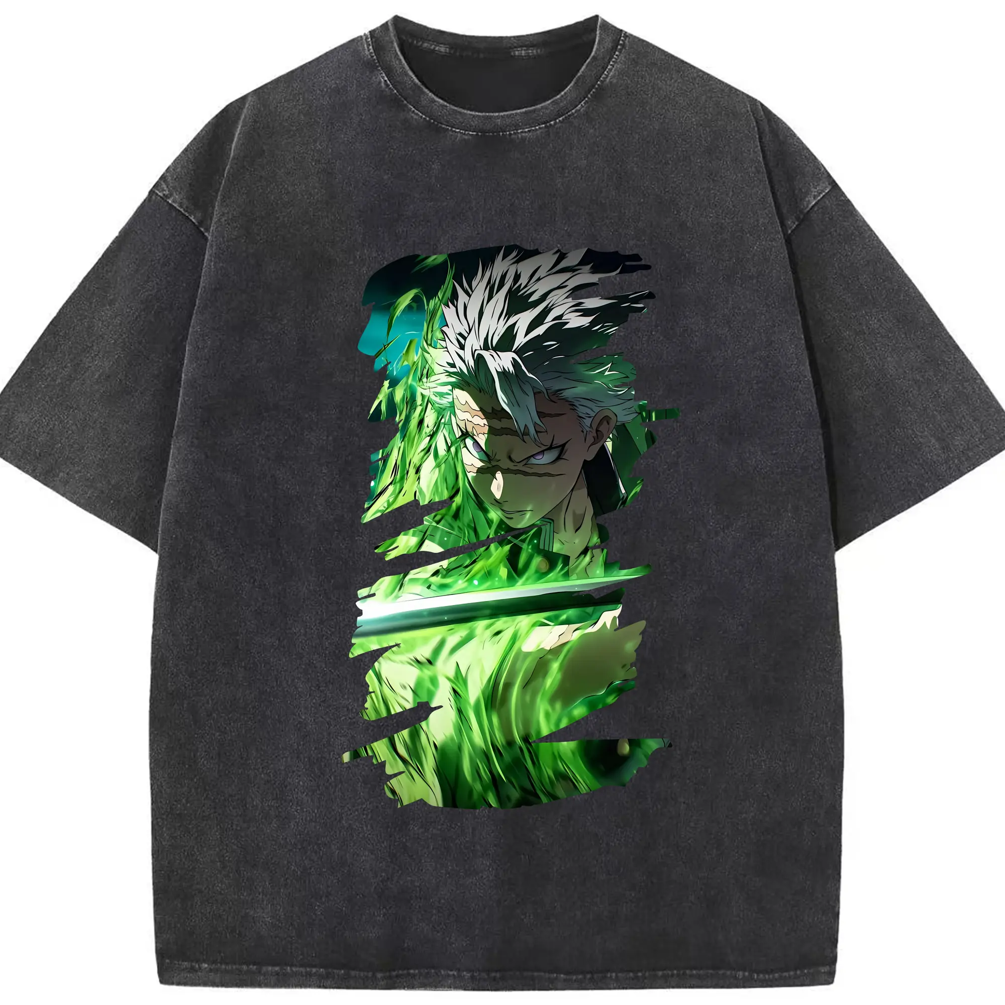 鬼滅の刃 グッズ,不死川 実弥 - 綿100％ ヴィンテージ風 半袖Tシャツ ・ フロントプリント ・ 柔らか肌触り ・ 通気性 快適 ・ スポーツ カジュアル 外出用