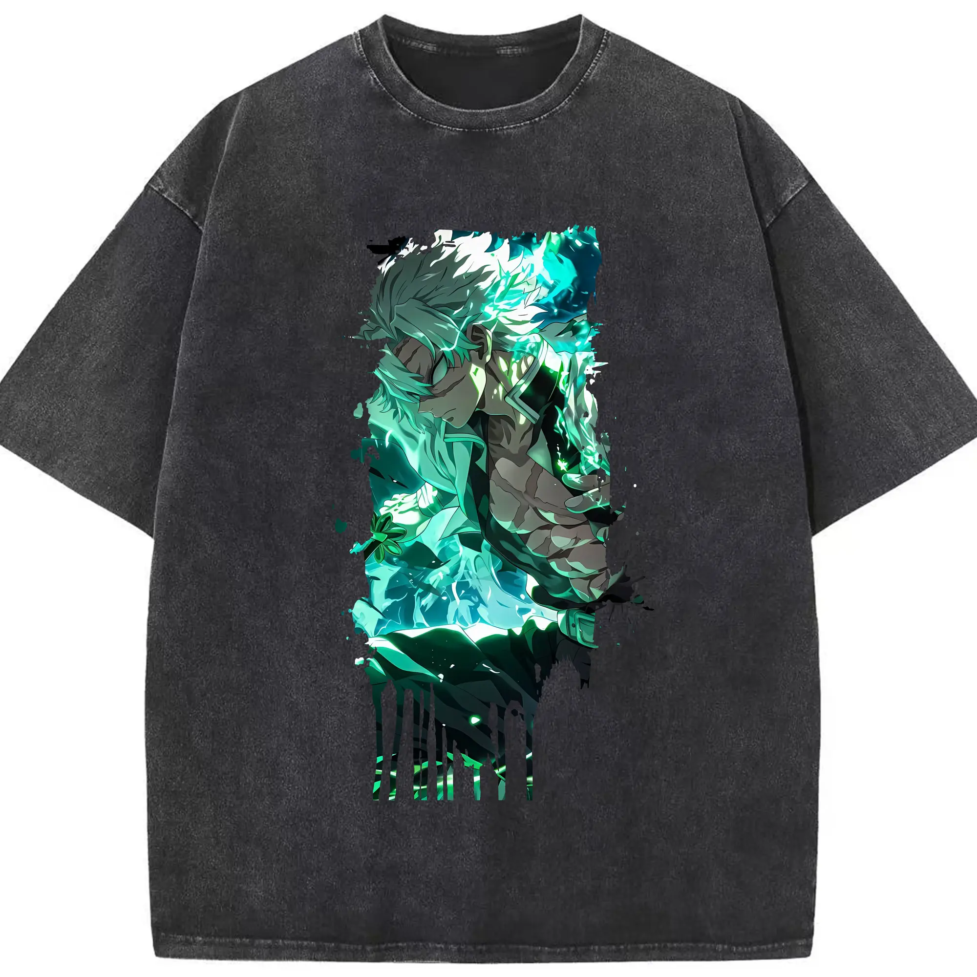 鬼滅の刃 グッズ,不死川 実弥 - 綿100％ ヴィンテージ風 半袖Tシャツ ・ フロントプリント ・ 柔らか肌触り ・ 通気性 快適 ・ スポーツ カジュアル 外出用