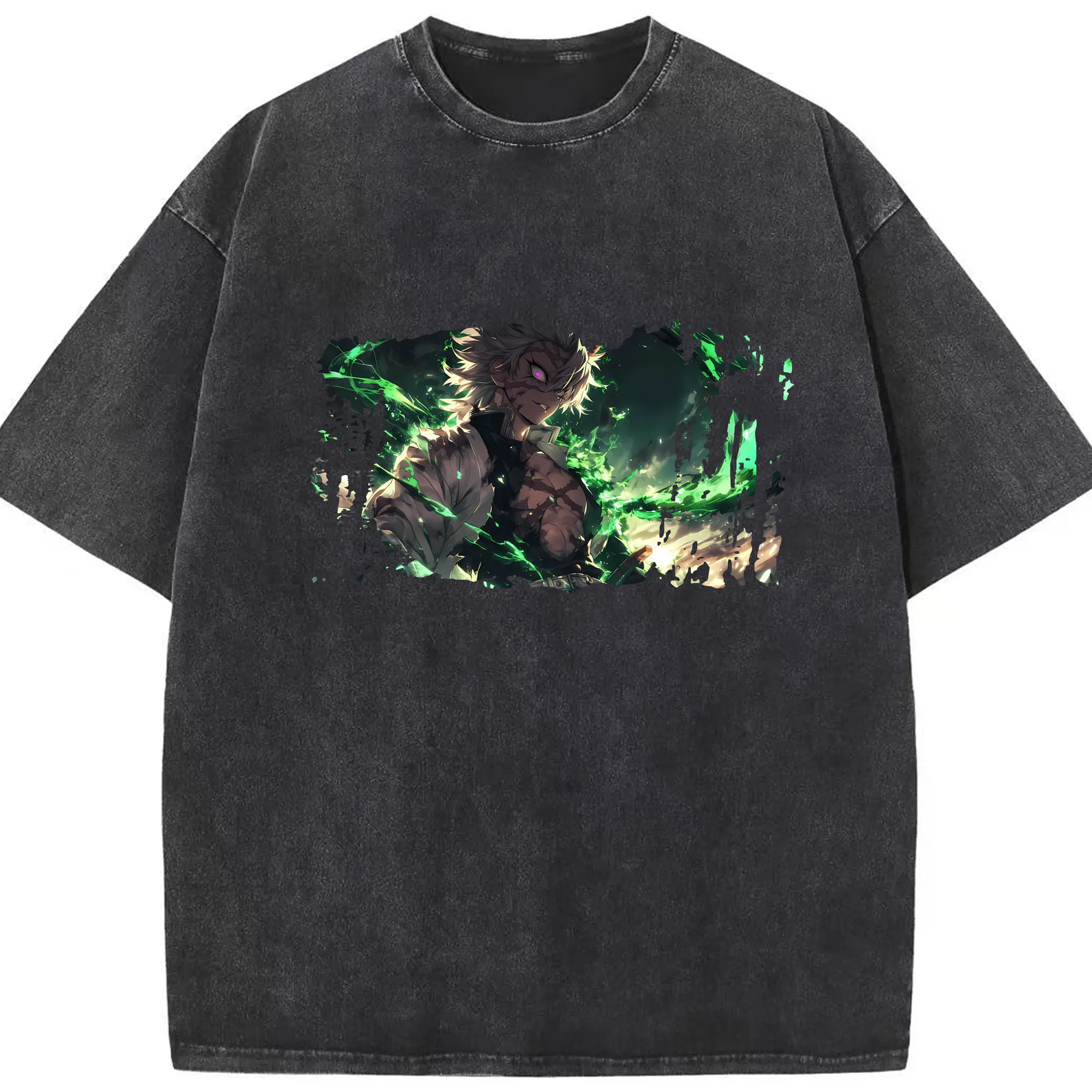 鬼滅の刃 グッズ,不死川 実弥 - 綿100％ ヴィンテージ風 半袖Tシャツ ・ フロントプリント ・ 柔らか肌触り ・ 通気性 快適 ・ スポーツ カジュアル 外出用