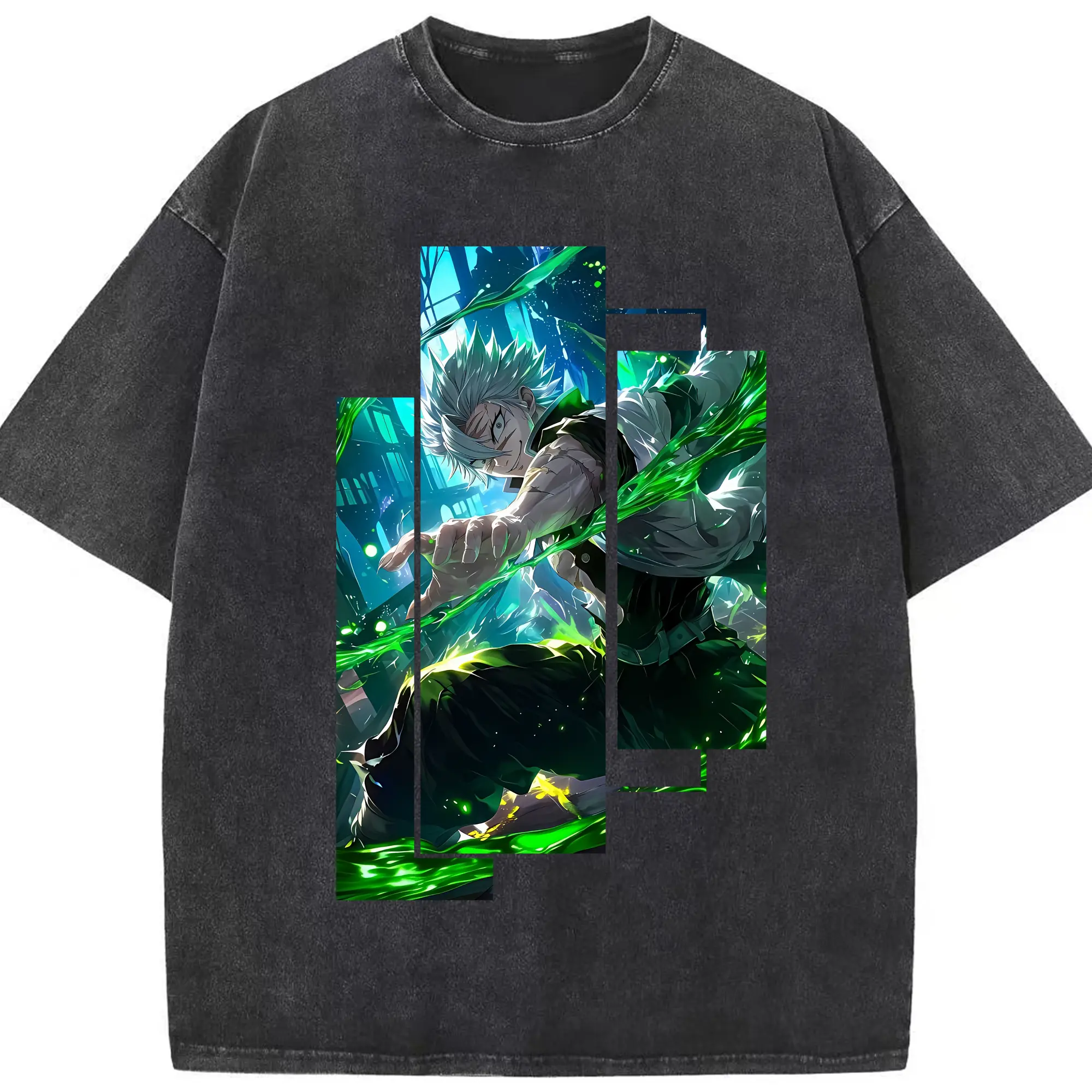 鬼滅の刃 グッズ,不死川 実弥 - 綿100％ ヴィンテージ風 半袖Tシャツ ・ フロントプリント ・ 柔らか肌触り ・ 通気性 快適 ・ スポーツ カジュアル 外出用