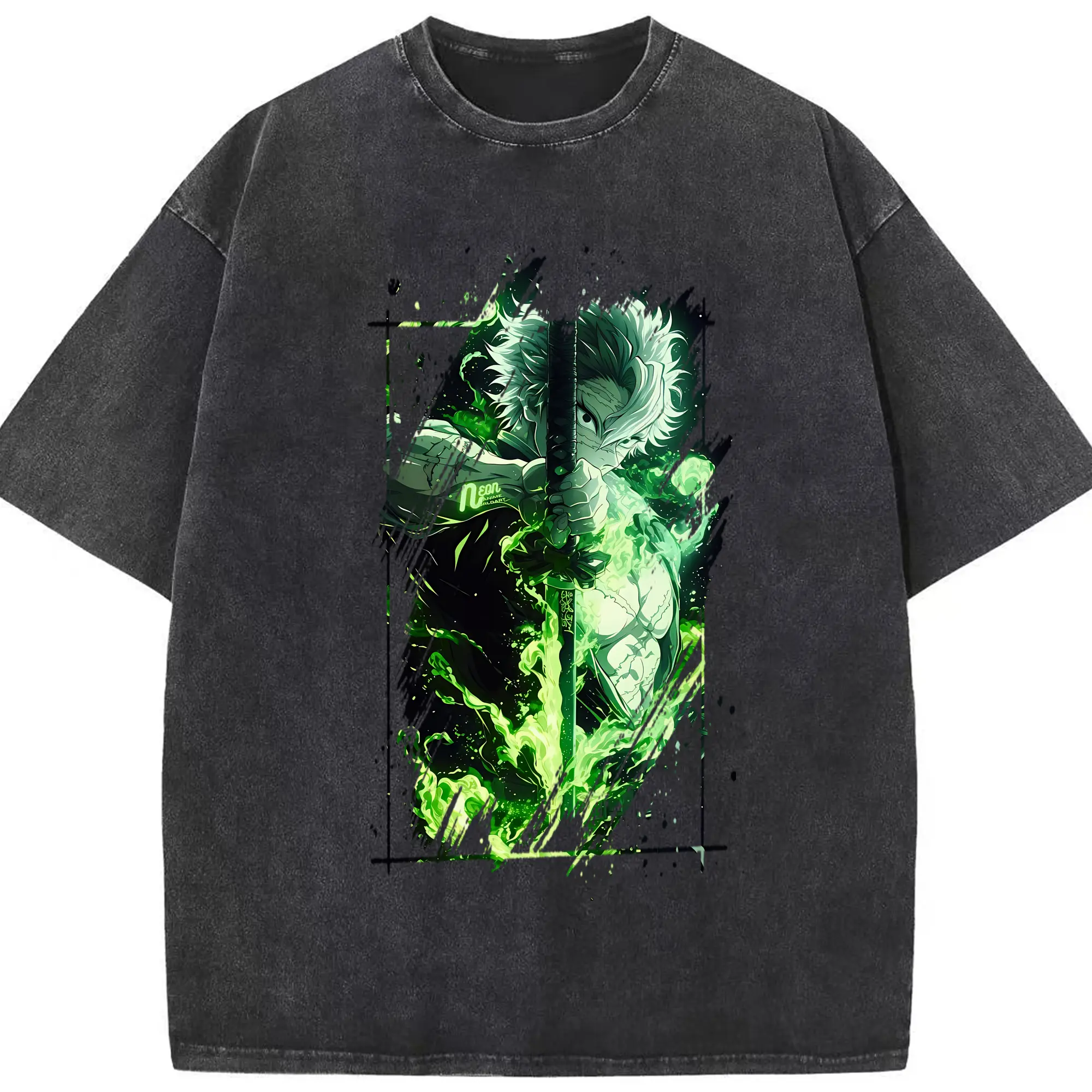 鬼滅の刃 グッズ,不死川 実弥 - 綿100％ ヴィンテージ風 半袖Tシャツ ・ フロントプリント ・ 柔らか肌触り ・ 通気性 快適 ・ スポーツ カジュアル 外出用