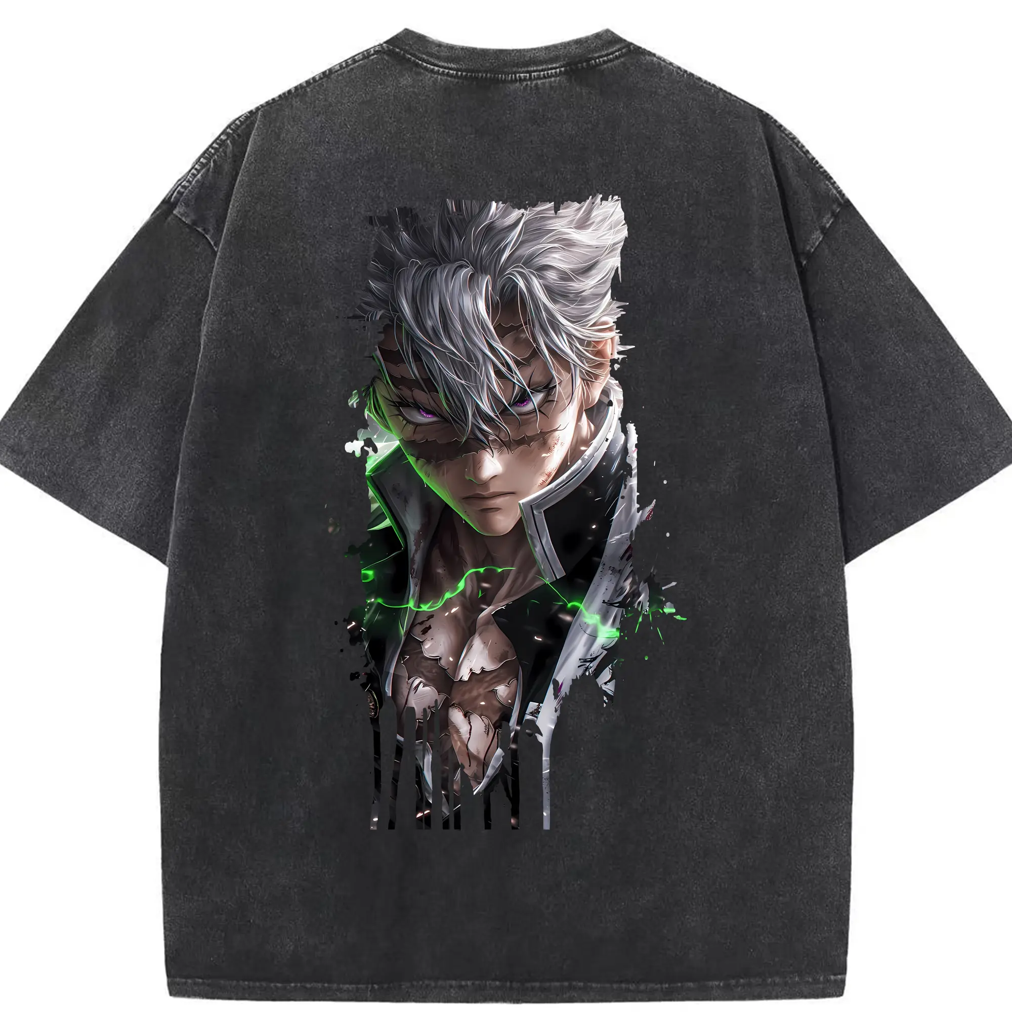 鬼滅の刃 グッズ,不死川 実弥 - 綿100％ ヴィンテージ風 半袖Tシャツ ・ 背面プリント ・ 柔らか肌触り ・ 通気性 快適 ・ スポーツ カジュアル 外出用