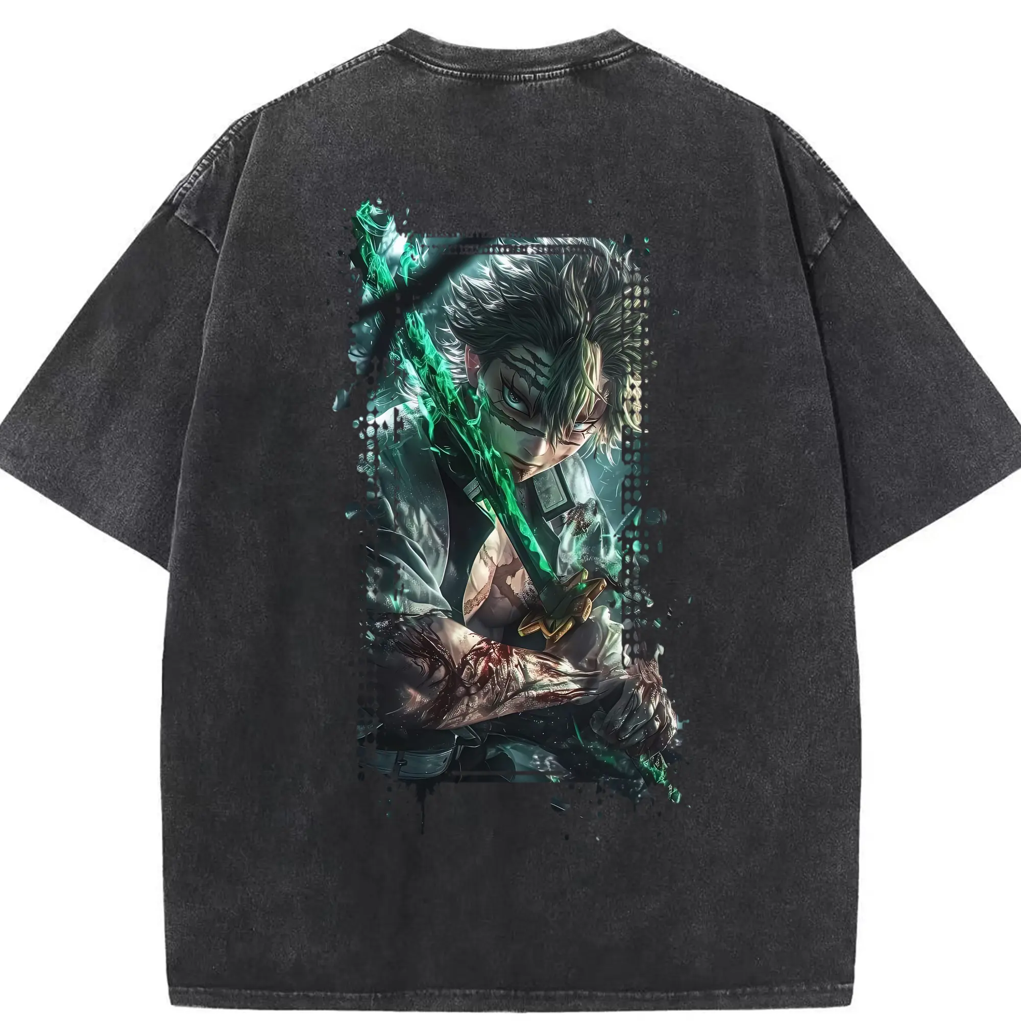 鬼滅の刃 グッズ,不死川 実弥 - 綿100％ ヴィンテージ風 半袖Tシャツ ・ 背面プリント ・ 柔らか肌触り ・ 通気性 快適 ・ スポーツ カジュアル 外出用