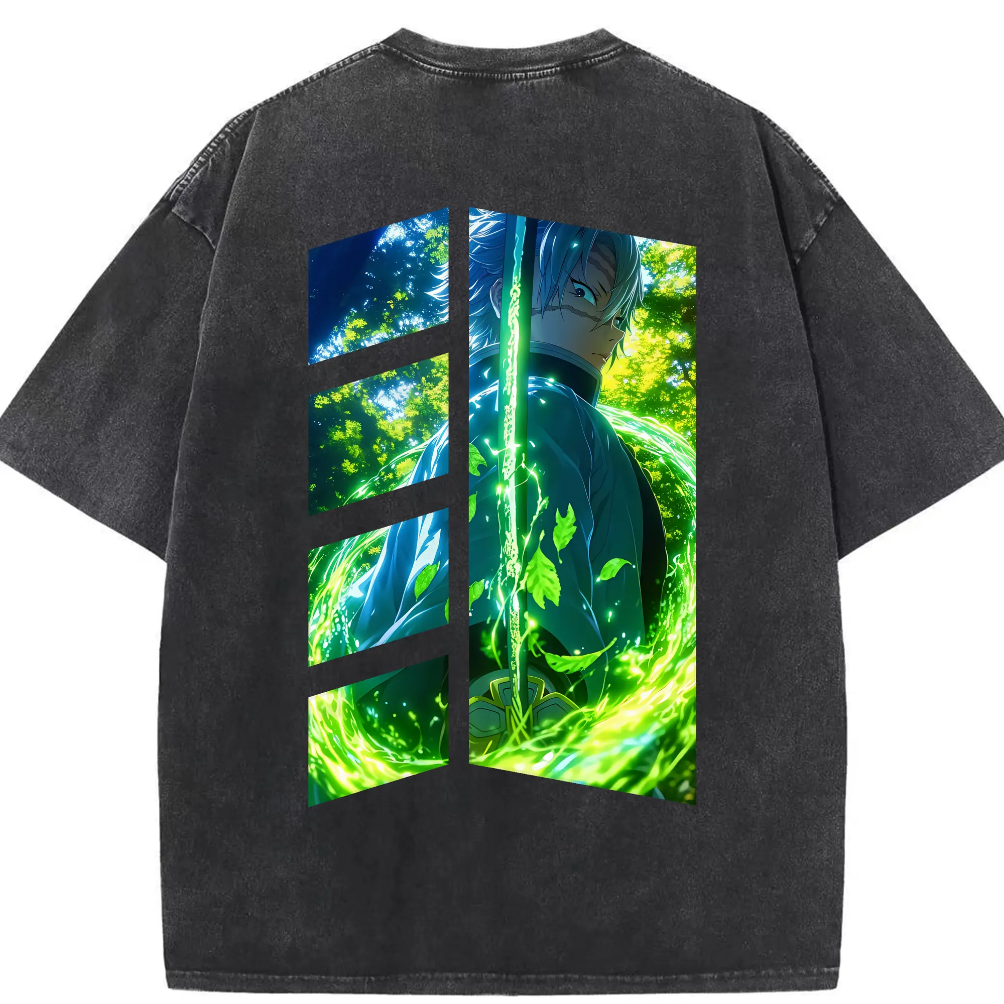 鬼滅の刃 グッズ,不死川 実弥 - 綿100％ ヴィンテージ風 半袖Tシャツ ・ 背面プリント ・ 柔らか肌触り ・ 通気性 快適 ・ スポーツ カジュアル 外出用