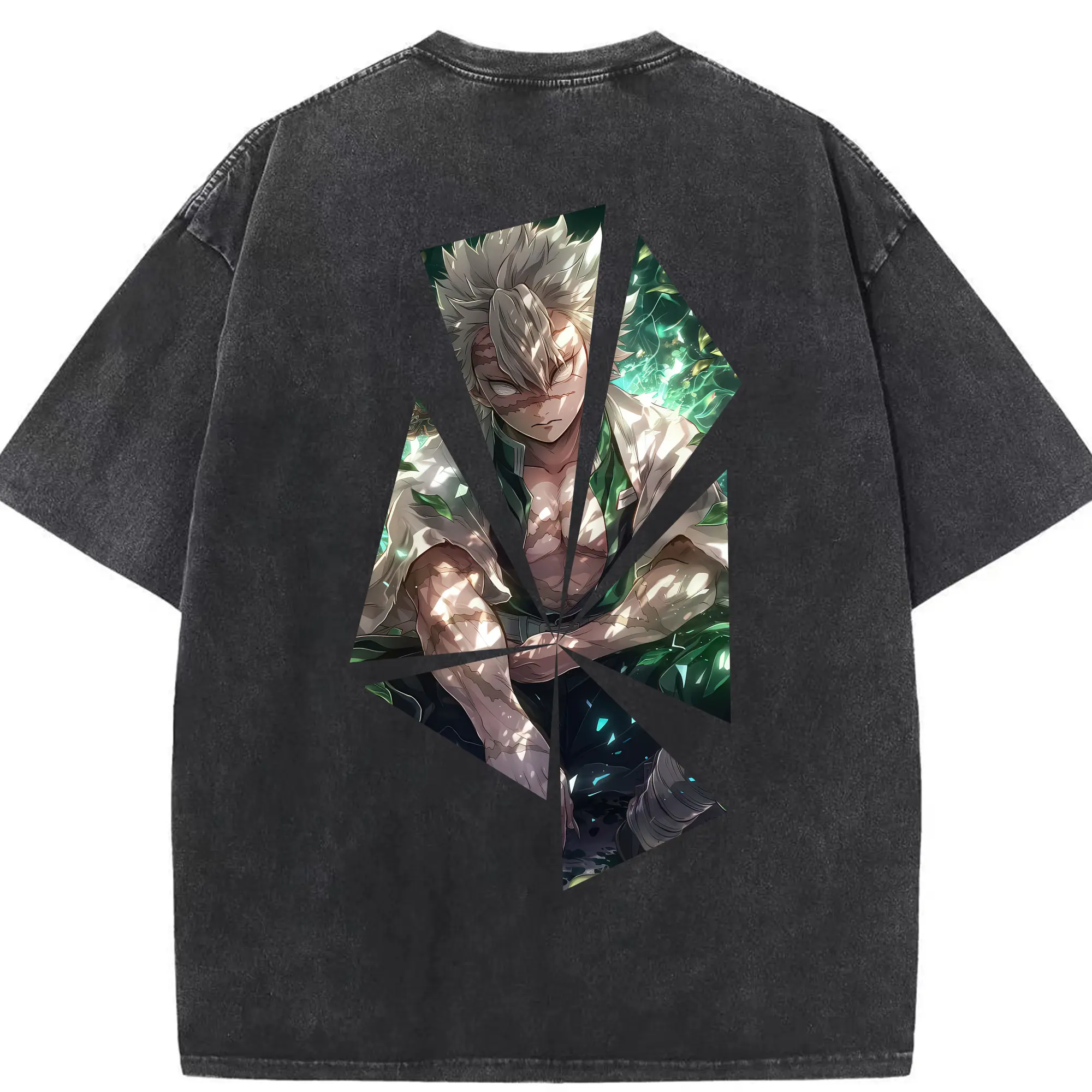 鬼滅の刃 グッズ,不死川 実弥 - 綿100％ ヴィンテージ風 半袖Tシャツ ・ 背面プリント ・ 柔らか肌触り ・ 通気性 快適 ・ スポーツ カジュアル 外出用