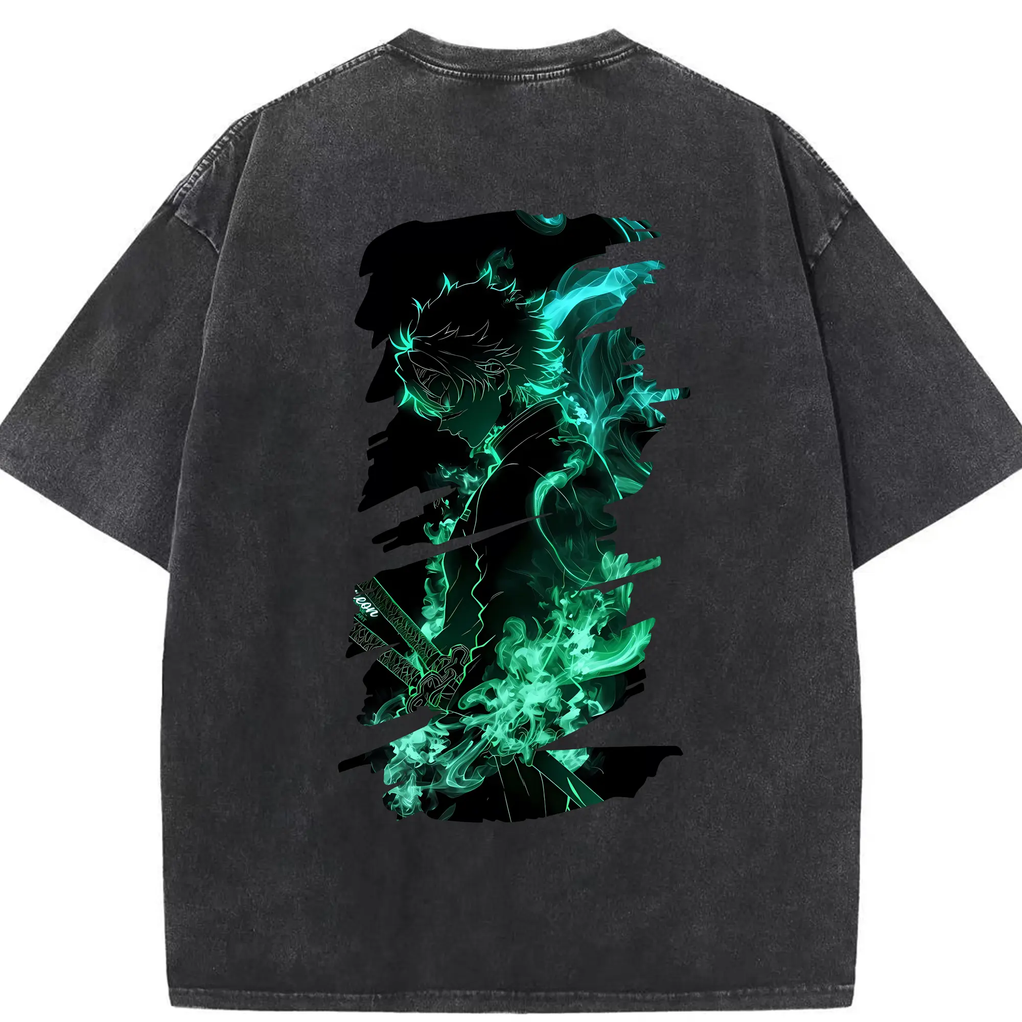 鬼滅の刃 グッズ,不死川 実弥 - 綿100％ ヴィンテージ風 半袖Tシャツ ・ 背面プリント ・ 柔らか肌触り ・ 通気性 快適 ・ スポーツ カジュアル 外出用