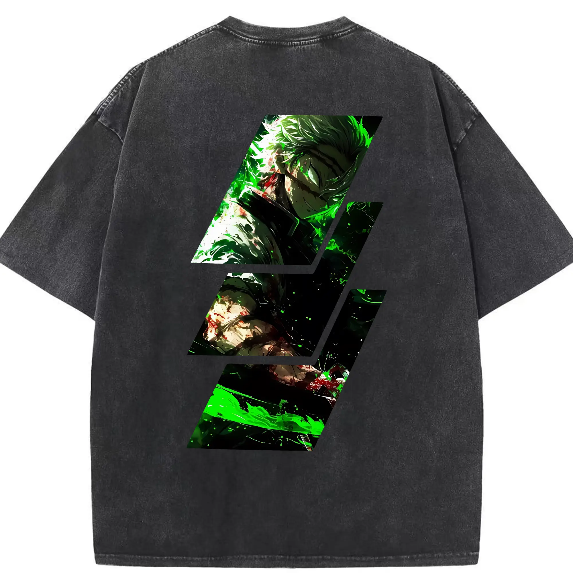 鬼滅の刃 グッズ,不死川 実弥 - 綿100％ ヴィンテージ風 半袖Tシャツ ・ 背面プリント ・ 柔らか肌触り ・ 通気性 快適 ・ スポーツ カジュアル 外出用