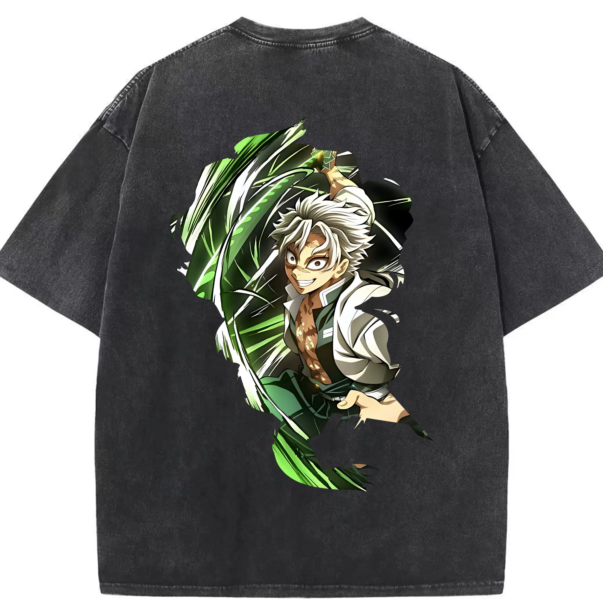 鬼滅の刃 グッズ,不死川 実弥 - 綿100％ ヴィンテージ風 半袖Tシャツ ・ 背面プリント ・ 柔らか肌触り ・ 通気性 快適 ・ スポーツ カジュアル 外出用